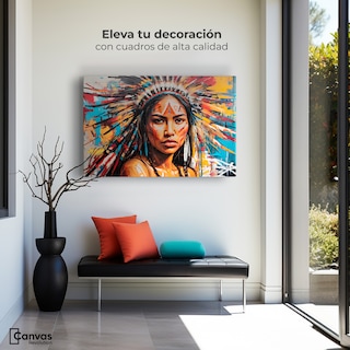 Foto 3 | Cuadro Decorativo Canvas Nativo Colorido 90x60