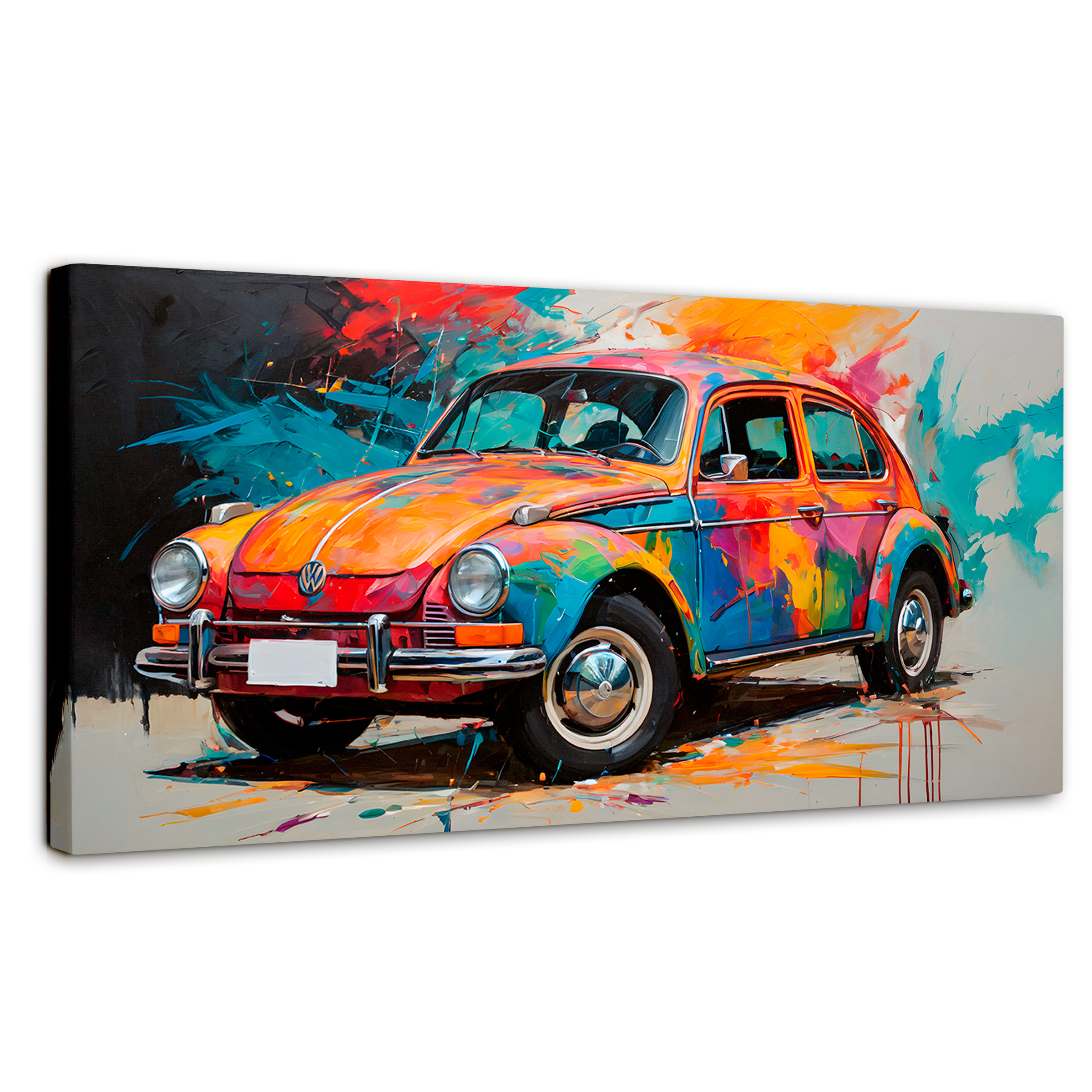 Cuadro Decorativo Canvas Vocho Colorido 140x70