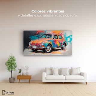 Foto 2 | Cuadro Decorativo Canvas Vocho Colorido 140x70