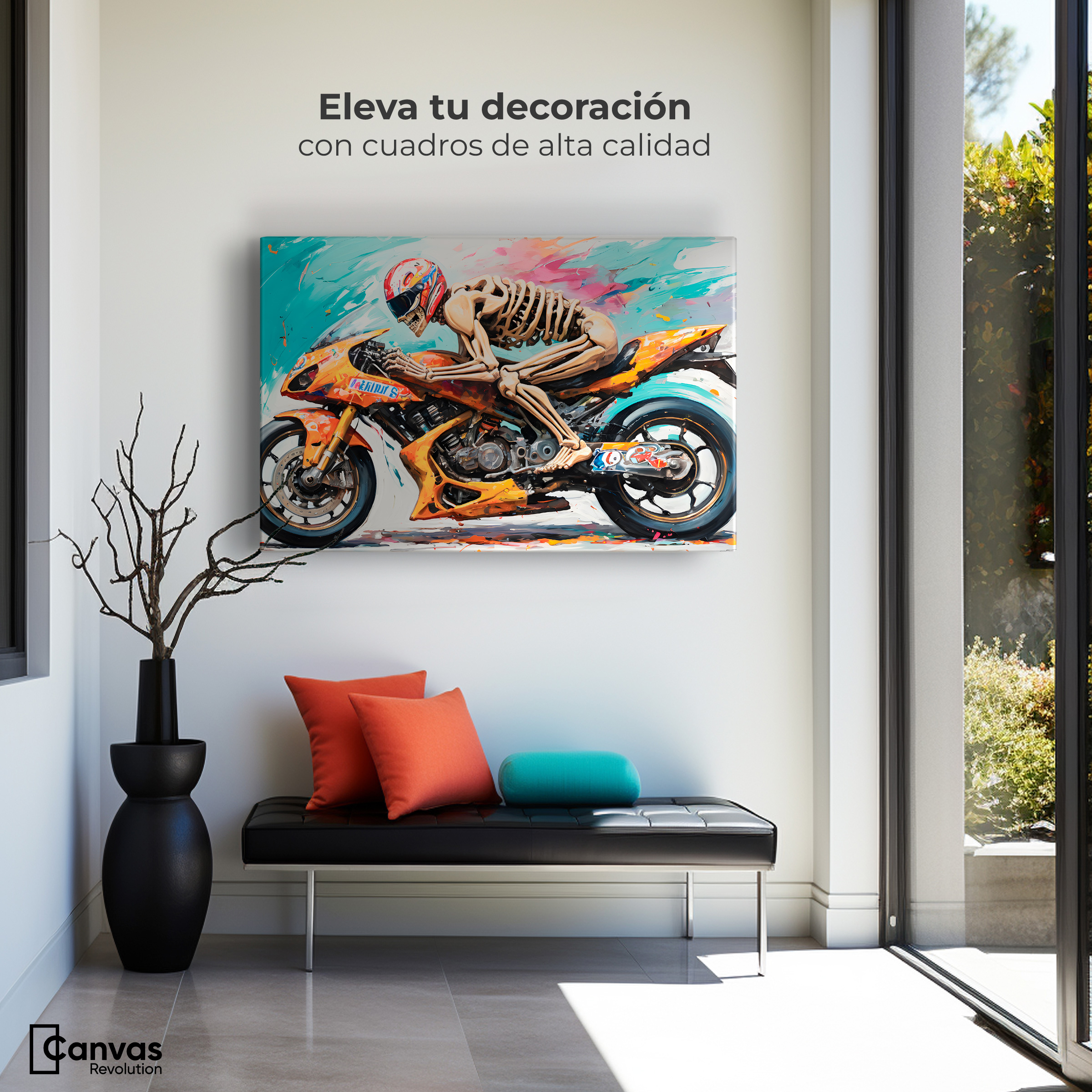Foto 4 pulgar | Cuadro Decorativo Canvas Cross Calavera 90x60
