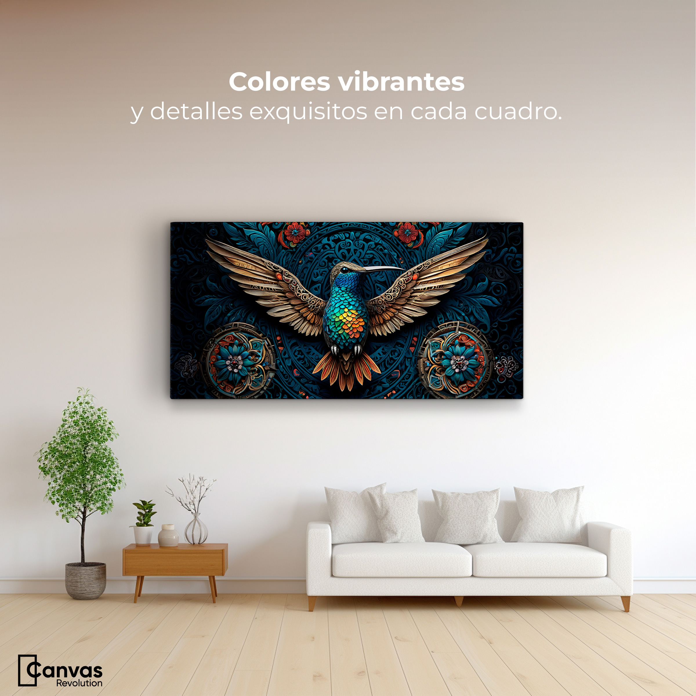 Foto 3 pulgar | Cuadro Decorativo Canvas Colibrí Colorido 120x60