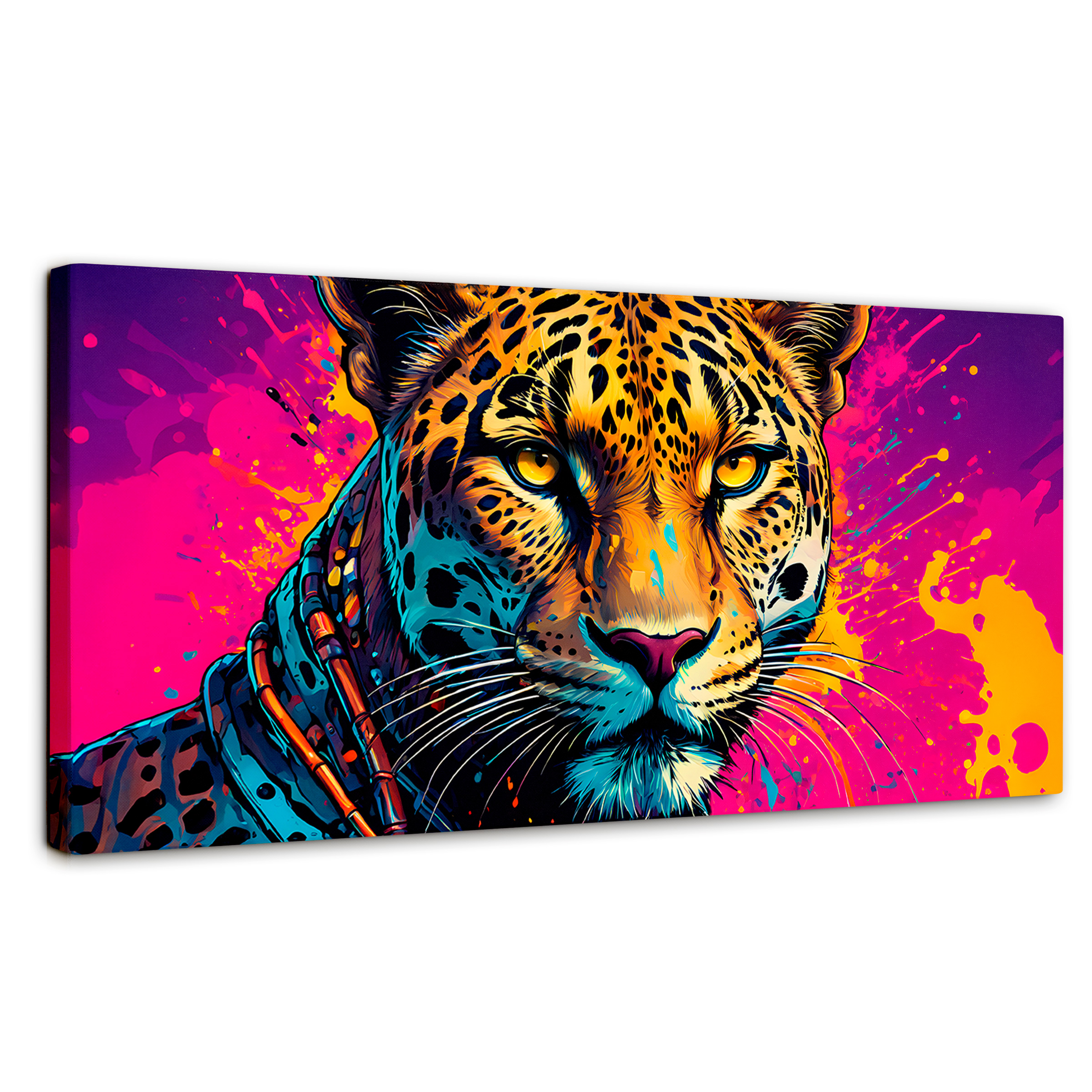 Foto 2 pulgar | Cuadro Decorativo Canvas Leopardo Colorido 120x60