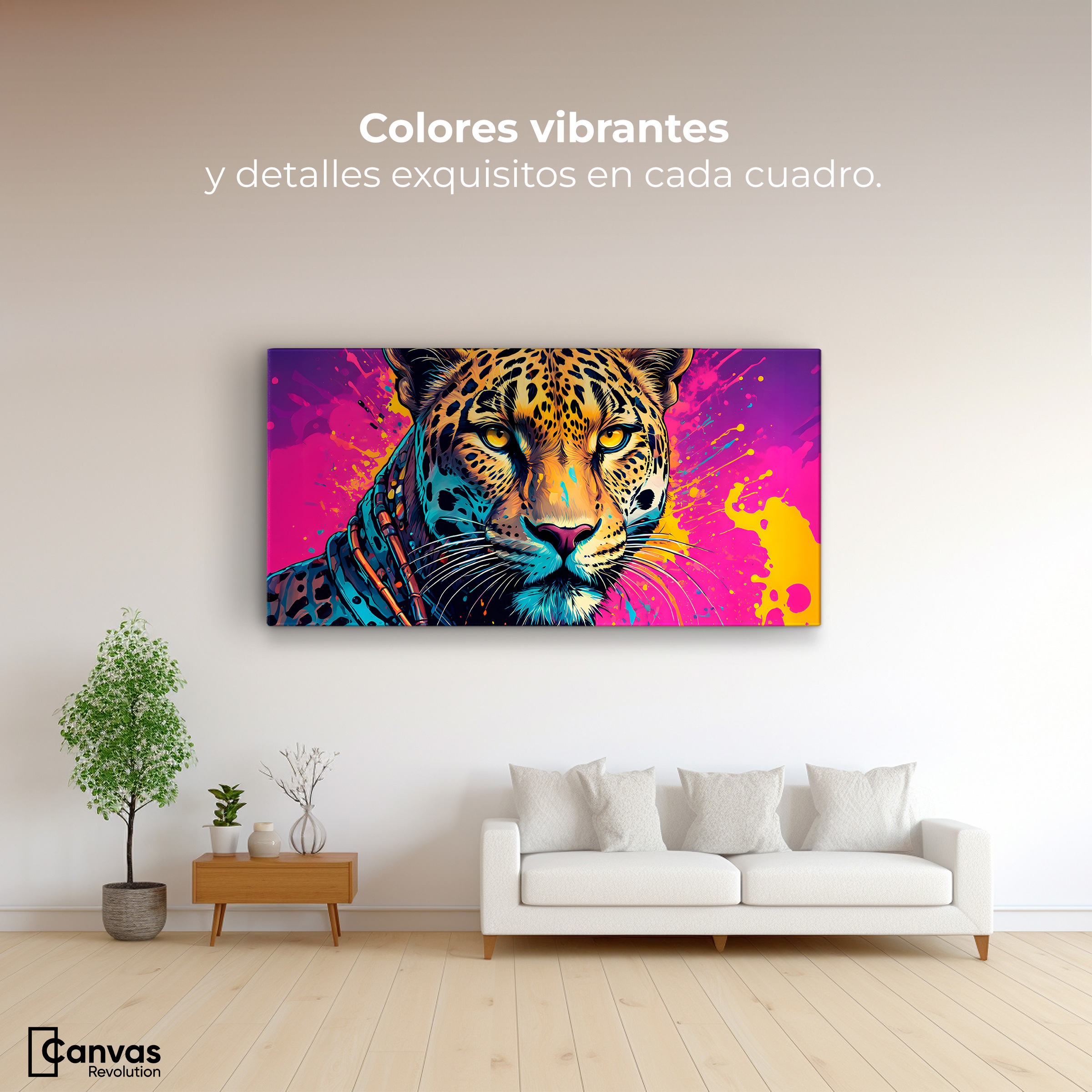 Foto 3 pulgar | Cuadro Decorativo Canvas Leopardo Colorido 120x60