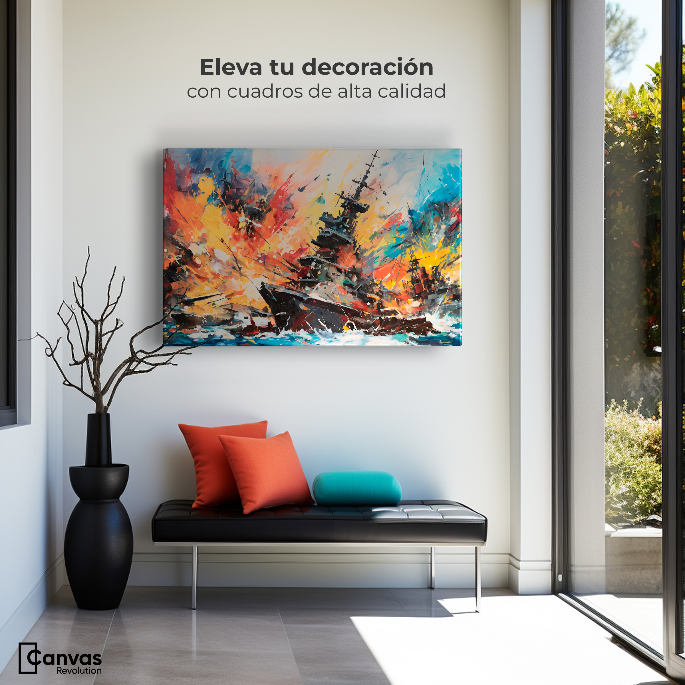 Foto 4 pulgar | Cuadro Decorativo Canvas Buque Explosivo 90x60