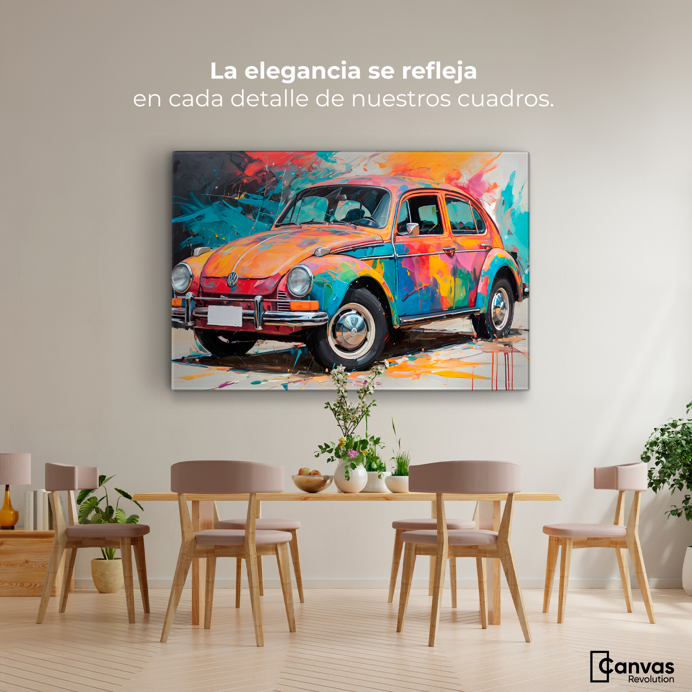 Foto 3 pulgar | Cuadro Decorativo Canvas Vocho Colorido 90x60