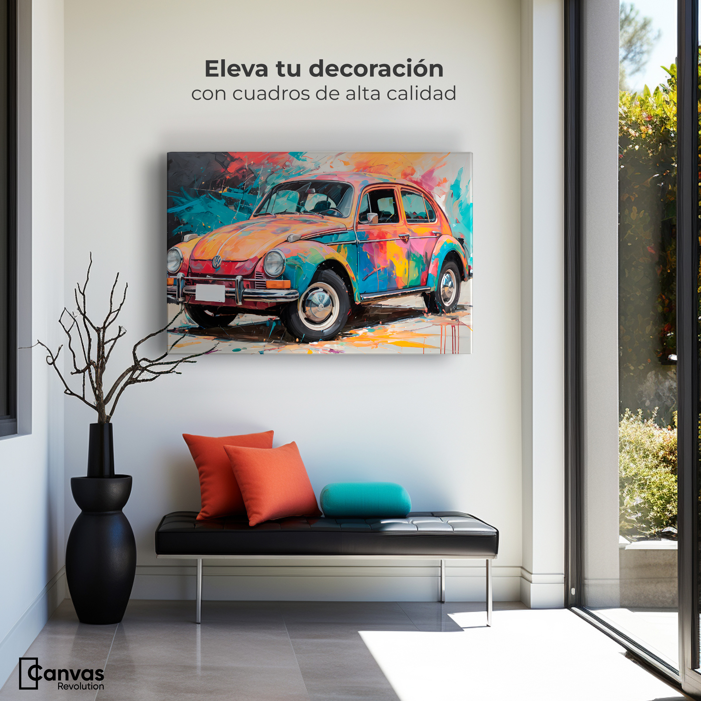 Foto 4 pulgar | Cuadro Decorativo Canvas Vocho Colorido 90x60