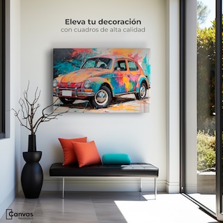 Foto 3 | Cuadro Decorativo Canvas Vocho Colorido 90x60