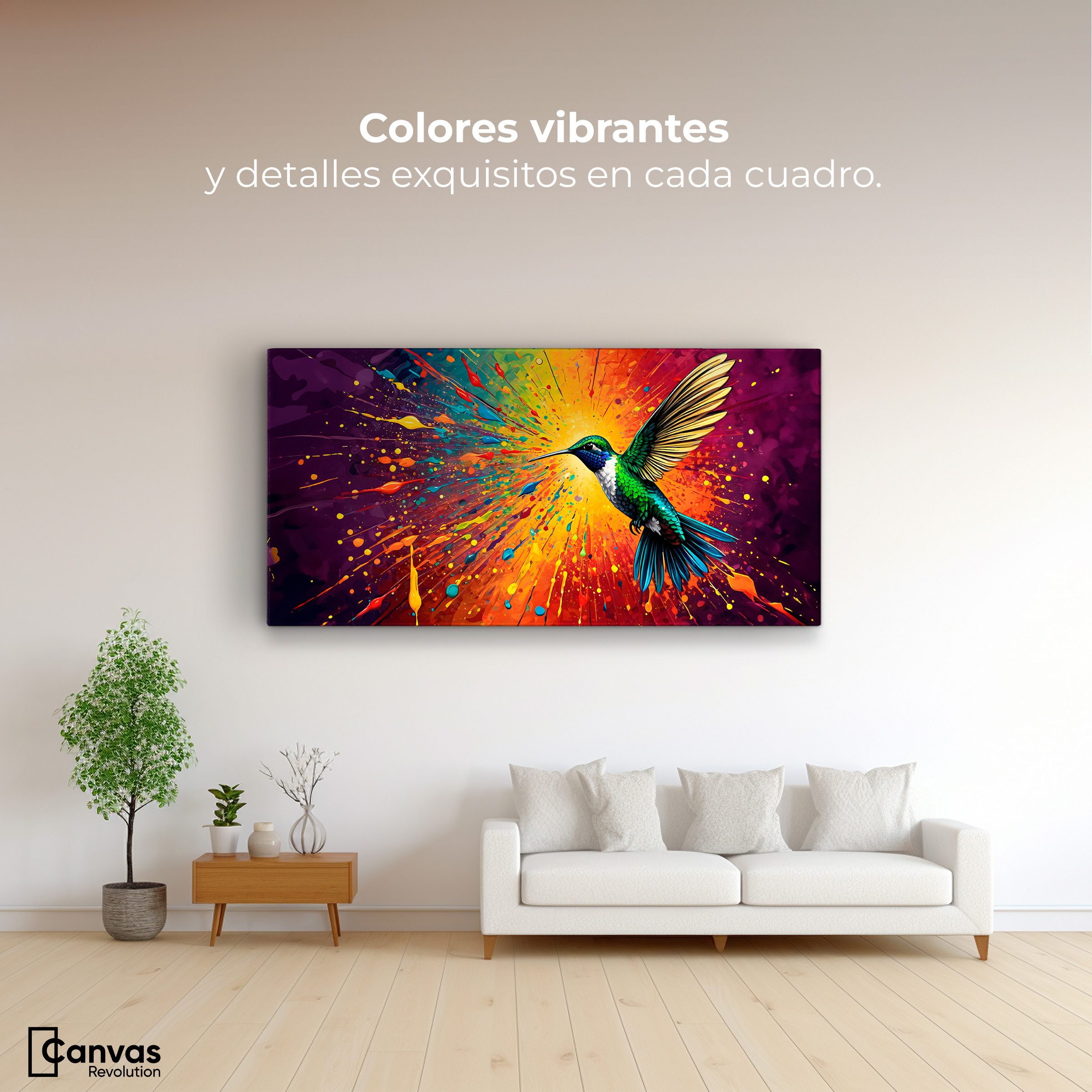 Foto 2 | Cuadro Decorativo Canvas Colibrí Radiante 120x60