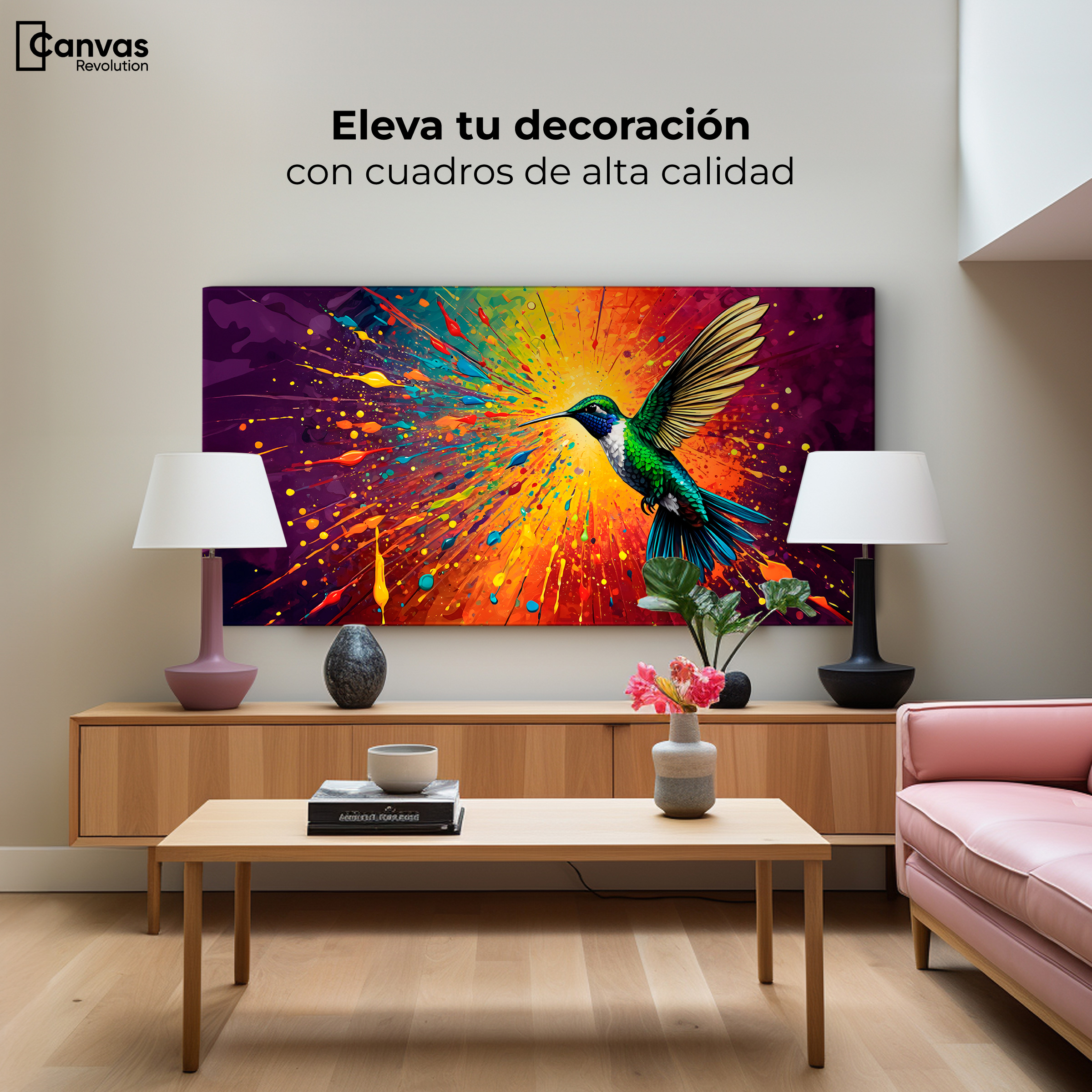 Foto 4 pulgar | Cuadro Decorativo Canvas Colibrí Radiante 120x60