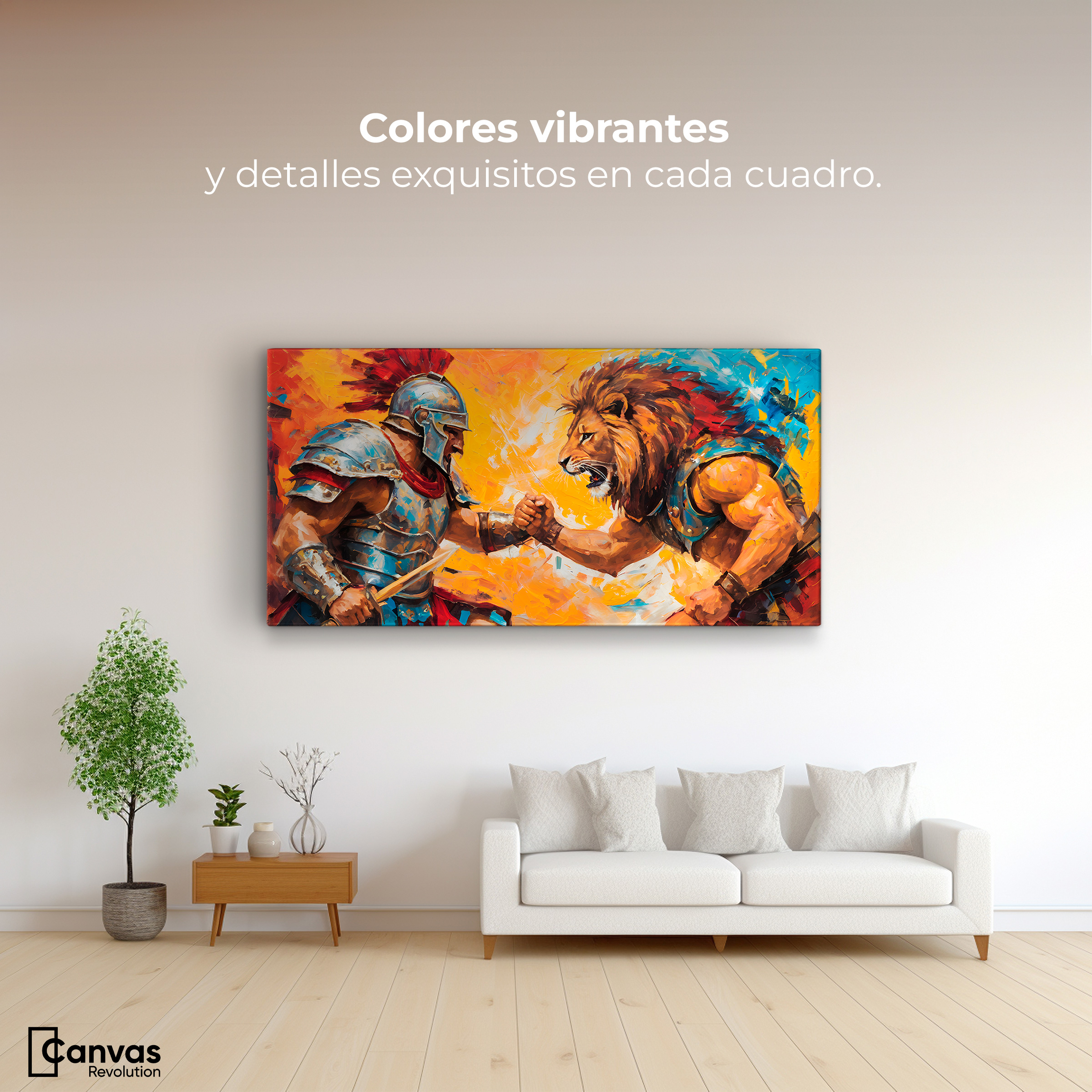 Foto 3 pulgar | Cuadro Decorativo Canvas Gladiador Vs León 140x70