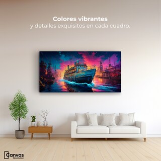 Foto 2 | Cuadro Decorativo Canvas Crepúsculo Acuático 120x60