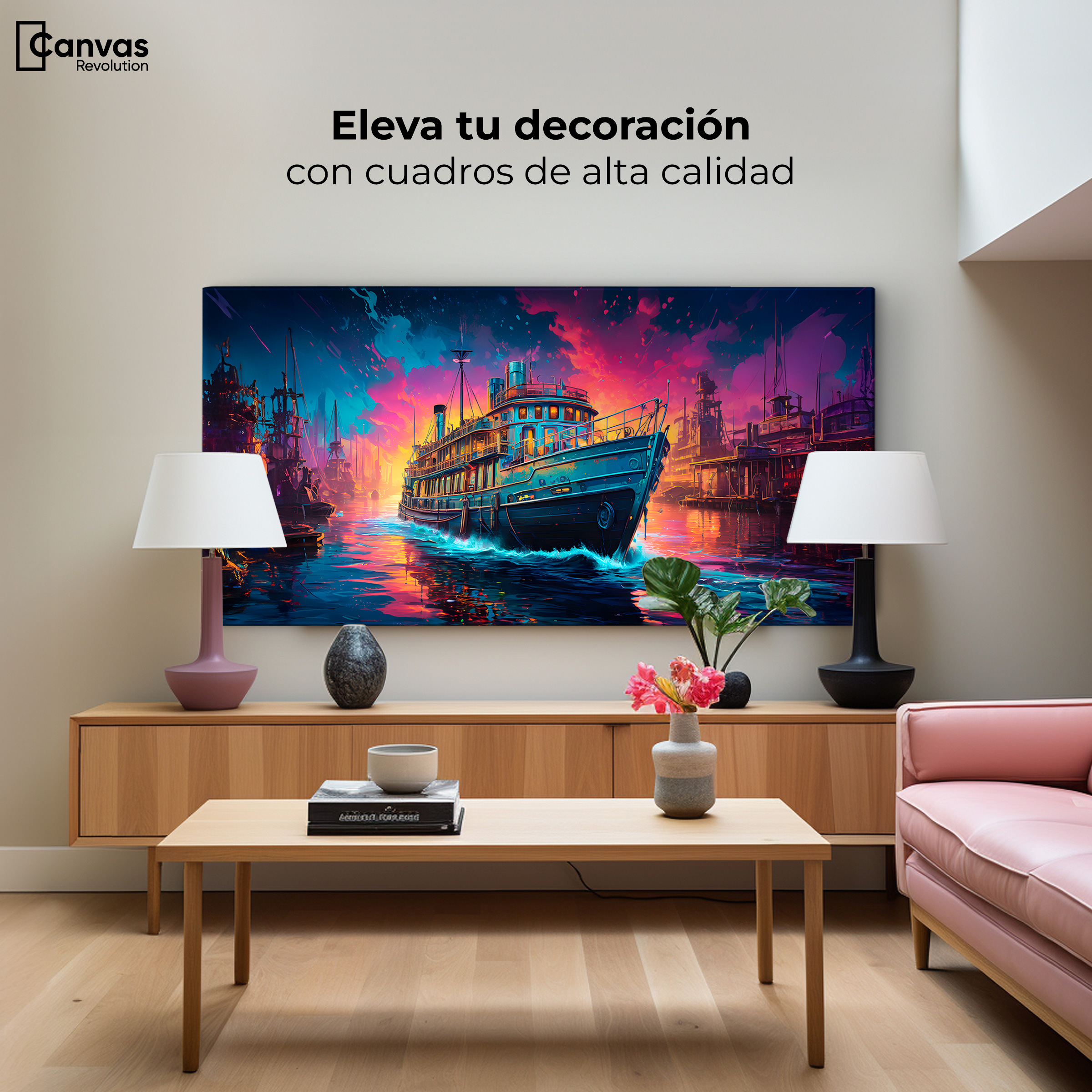 Foto 4 pulgar | Cuadro Decorativo Canvas Crepúsculo Acuático 120x60