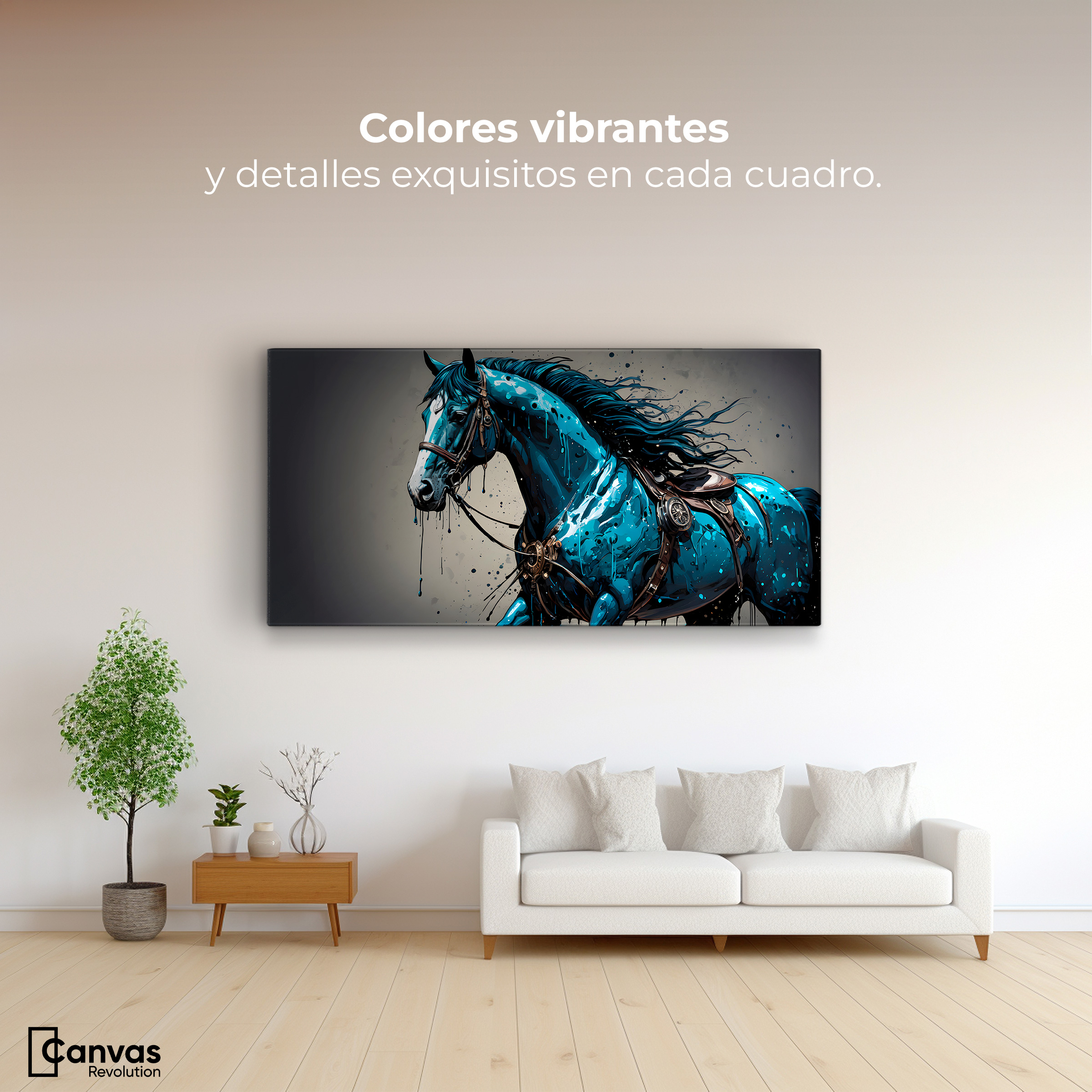 Foto 3 pulgar | Cuadro Decorativo Canvas Brillo Azul Equino 120x60