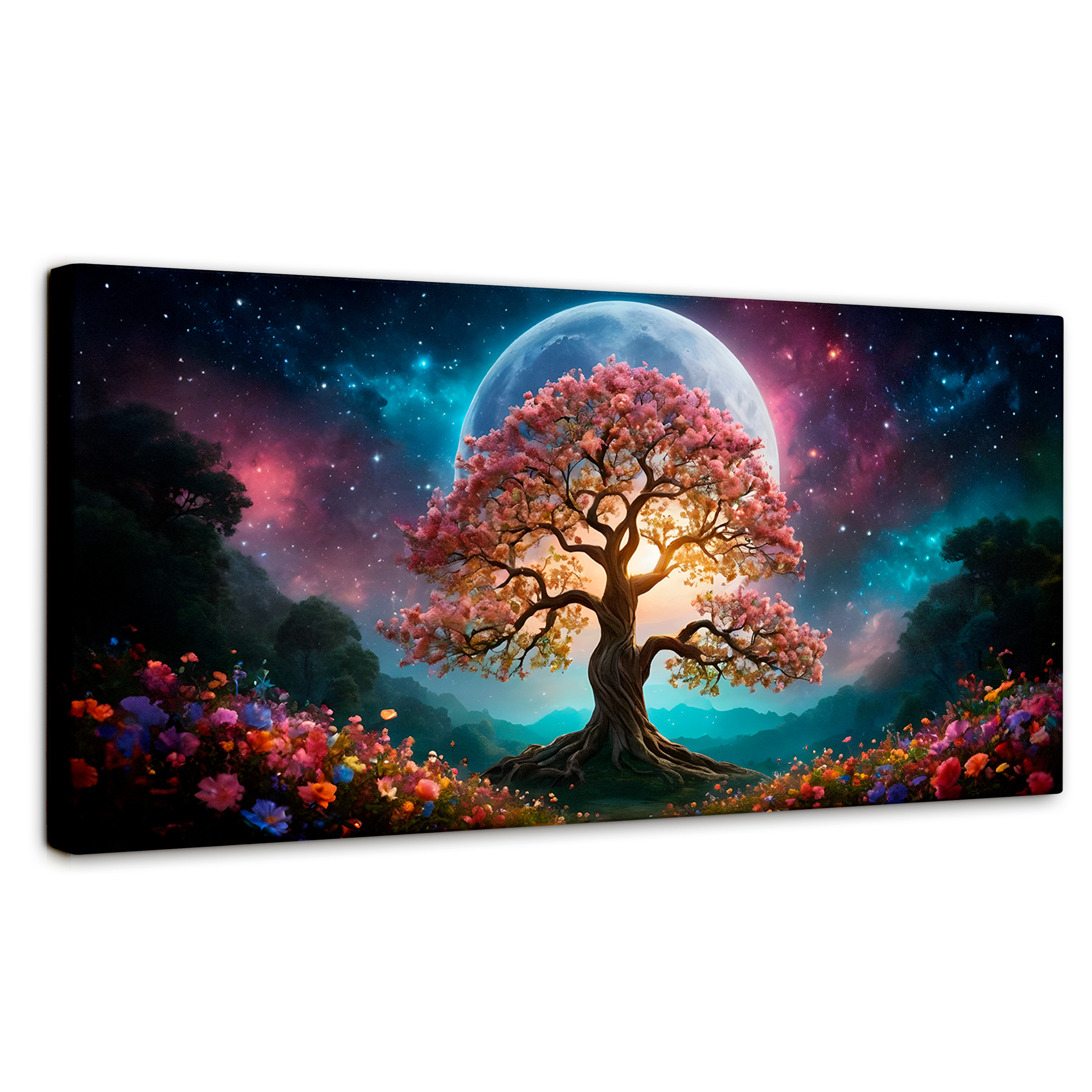 Cuadro Decorativo Canvas Nocturno Floral 120x60