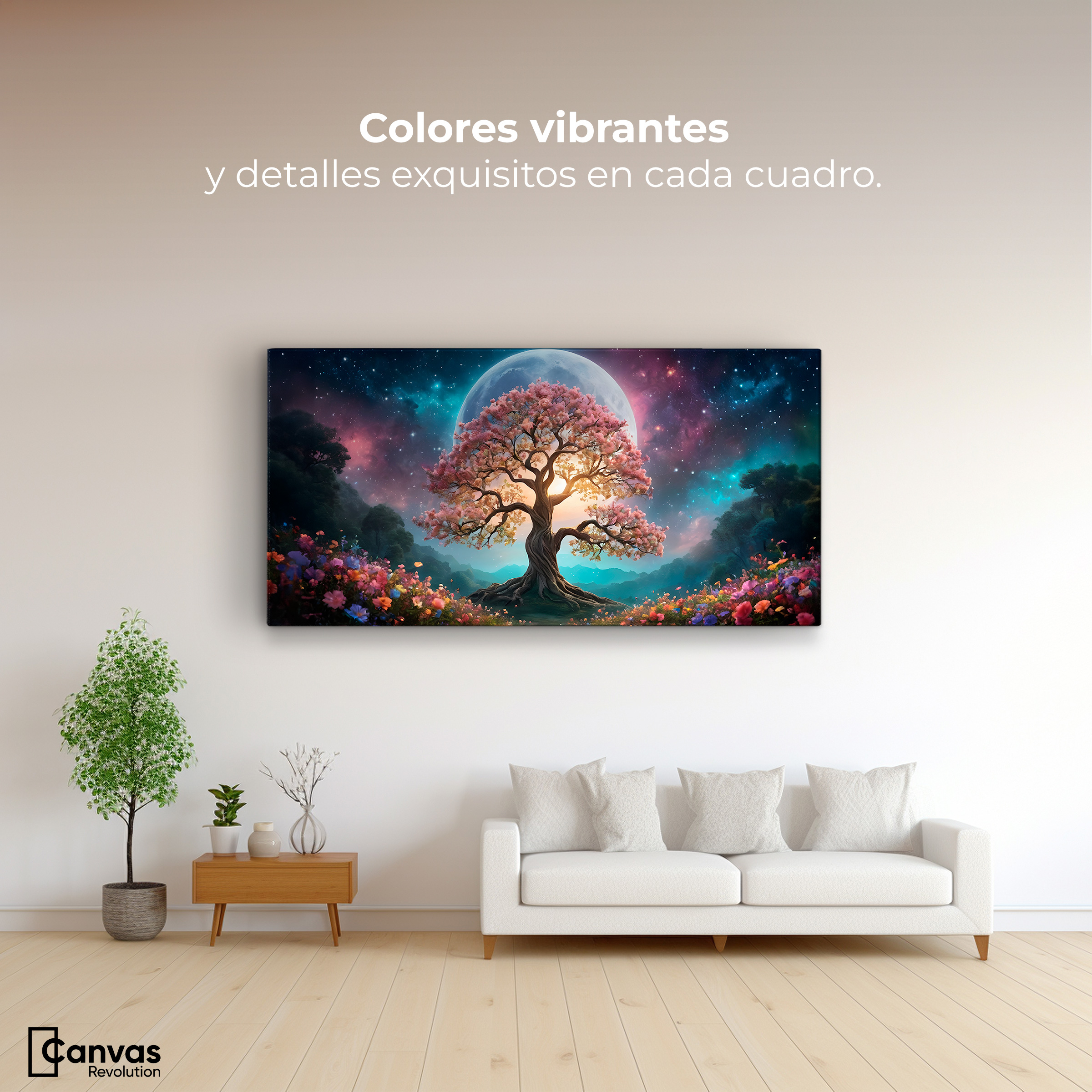 Foto 3 pulgar | Cuadro Decorativo Canvas Nocturno Floral 120x60