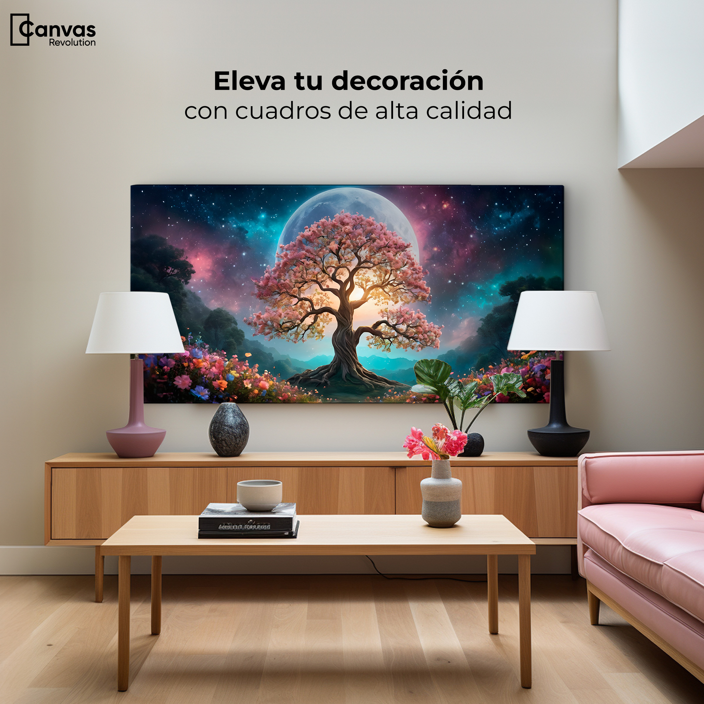 Foto 4 pulgar | Cuadro Decorativo Canvas Nocturno Floral 120x60