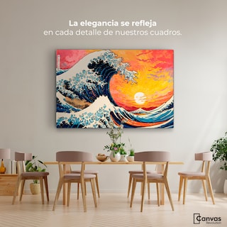 Foto 2 | Cuadro Decorativo Canvas Ocaso Ola Kanagawa 90x60