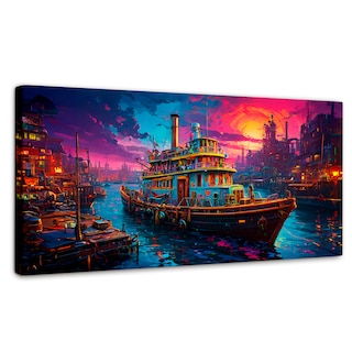 Foto 1 | Cuadro Decorativo Canvas Crepúsculo Náutico 120x60