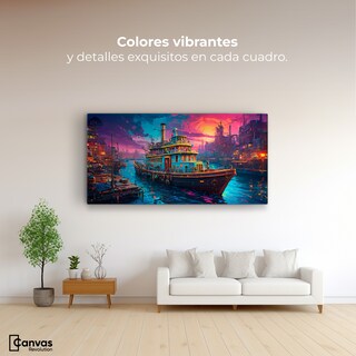 Foto 2 | Cuadro Decorativo Canvas Crepúsculo Náutico 120x60