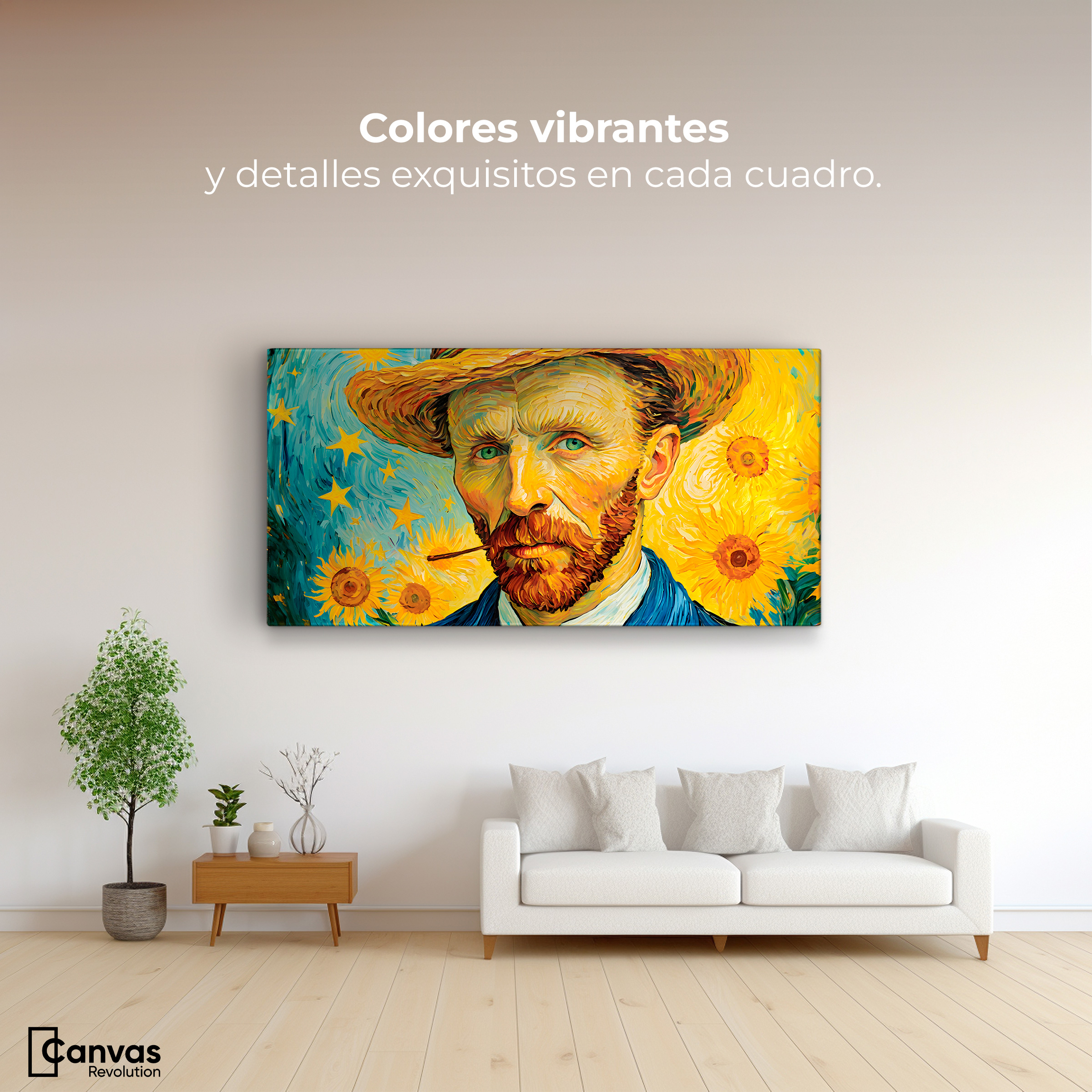 Foto 3 pulgar | Cuadro Decorativo Canvas Nocturno De Girasol 140x70