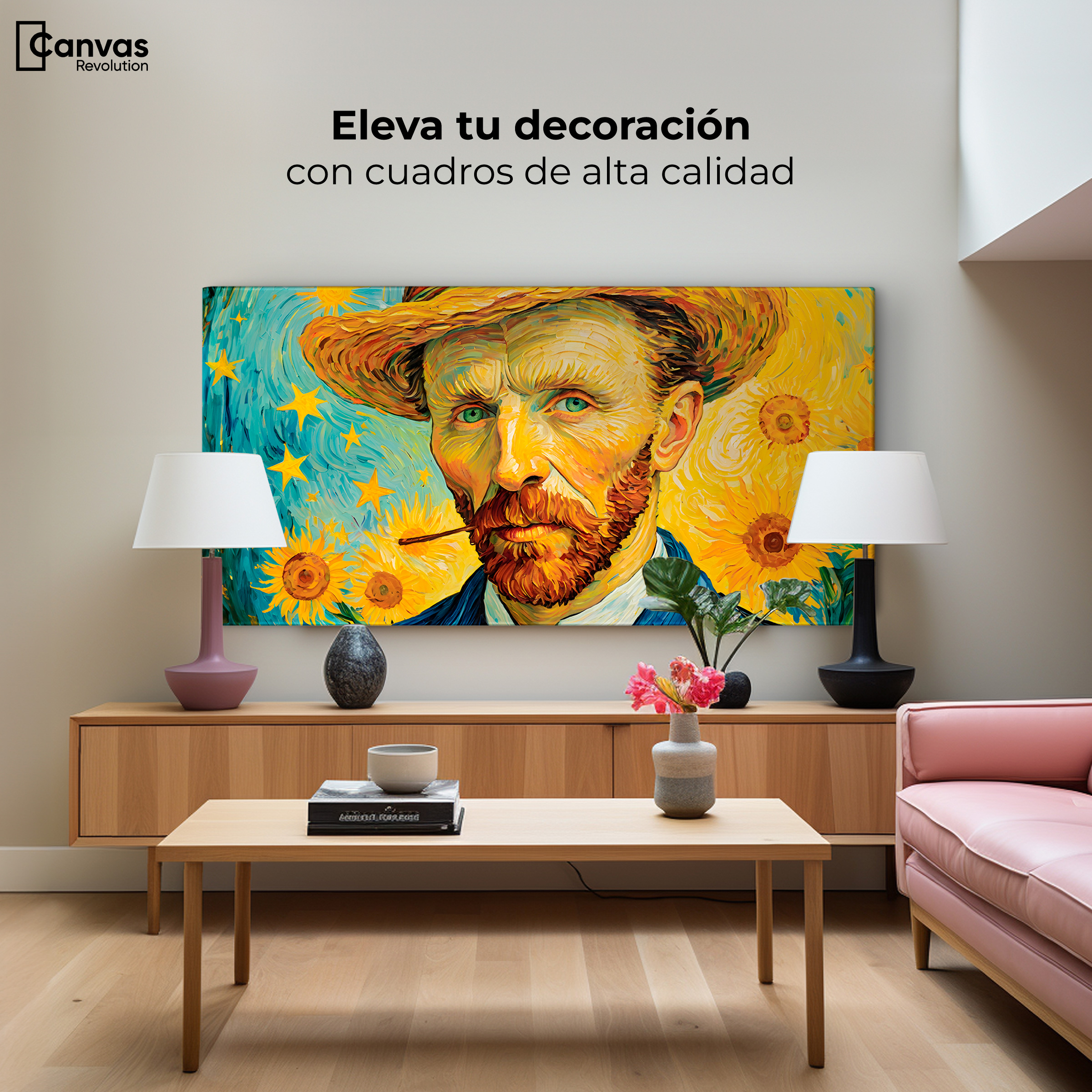 Foto 4 pulgar | Cuadro Decorativo Canvas Nocturno De Girasol 140x70