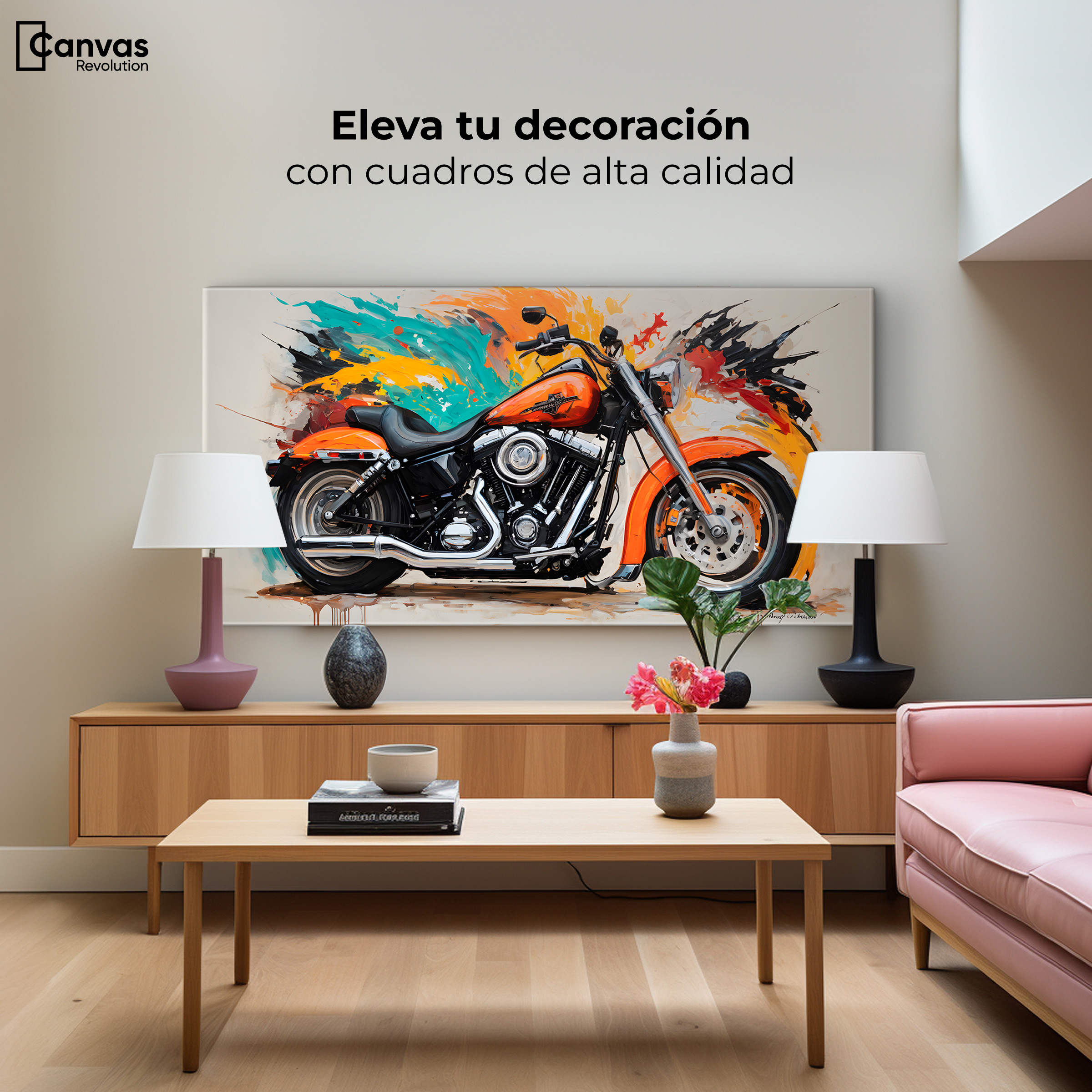 Foto 4 pulgar | Cuadro Decorativo Canvas Motocicleta Clásica 140x70
