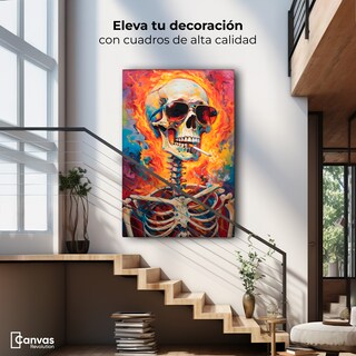 Foto 2 | Cuadro Decorativo Canvas Cráneo Con Cigarro 60x90