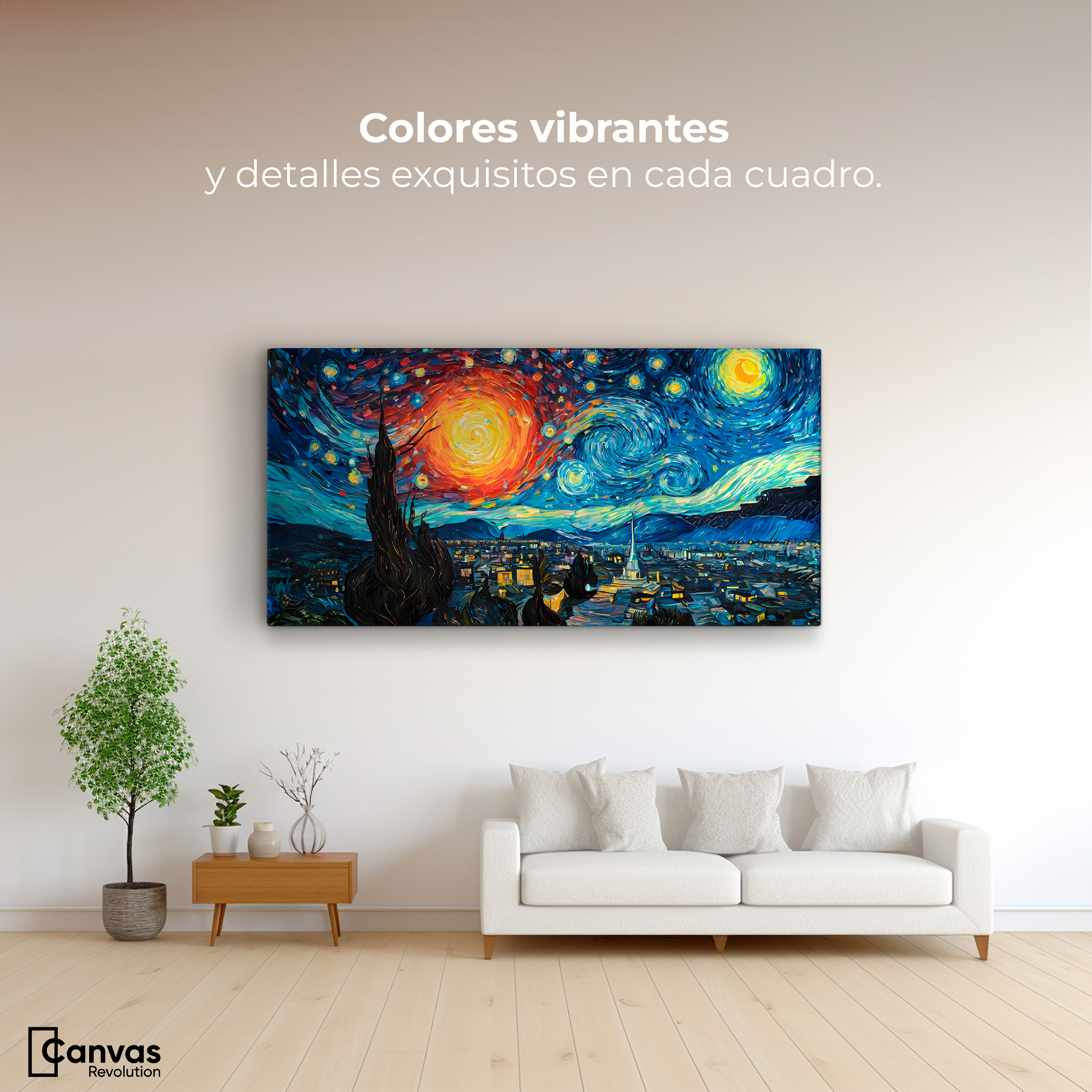 Foto 3 pulgar | Cuadro Decorativo Canvas Cielo De Van Gogh 120x60