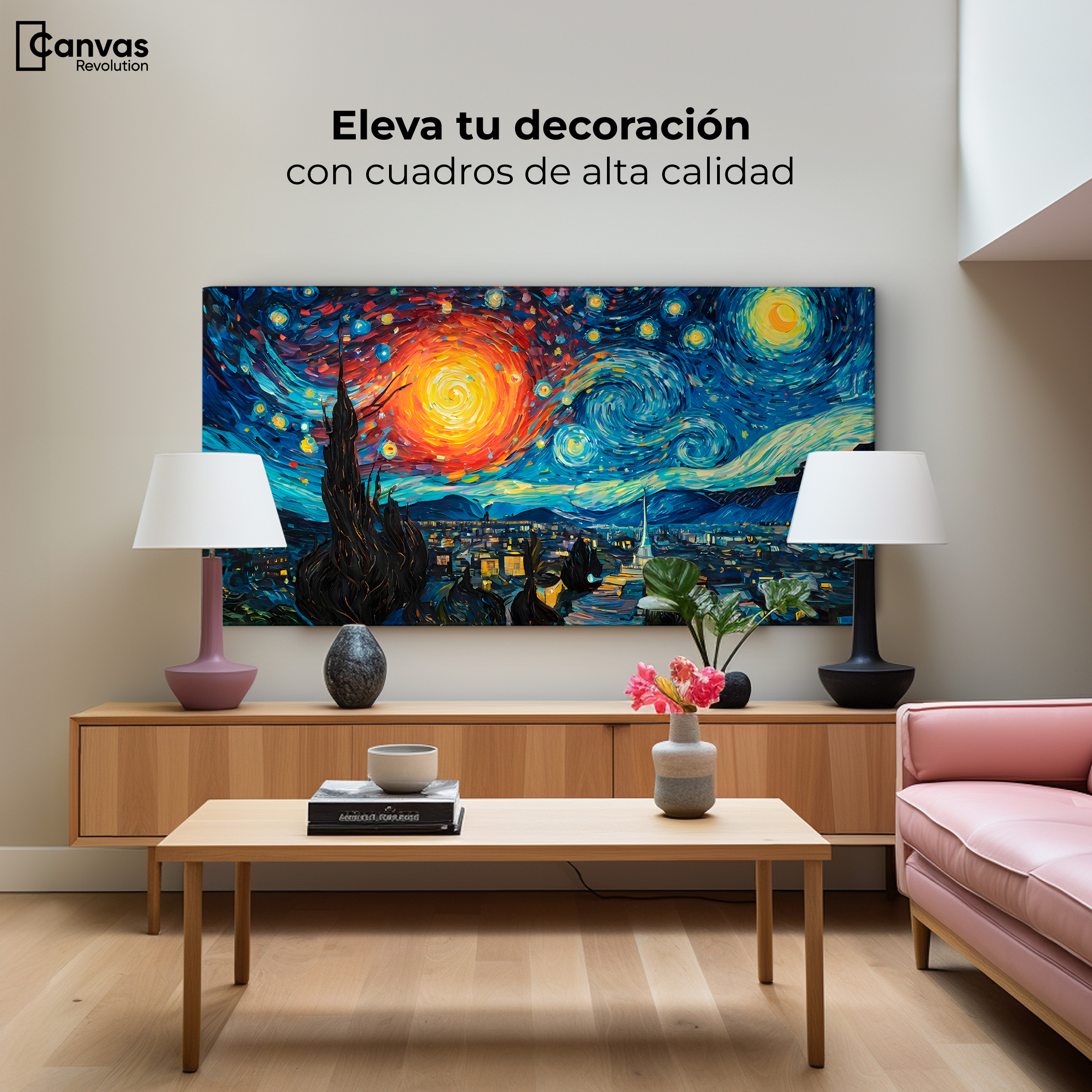 Foto 4 pulgar | Cuadro Decorativo Canvas Cielo De Van Gogh 120x60