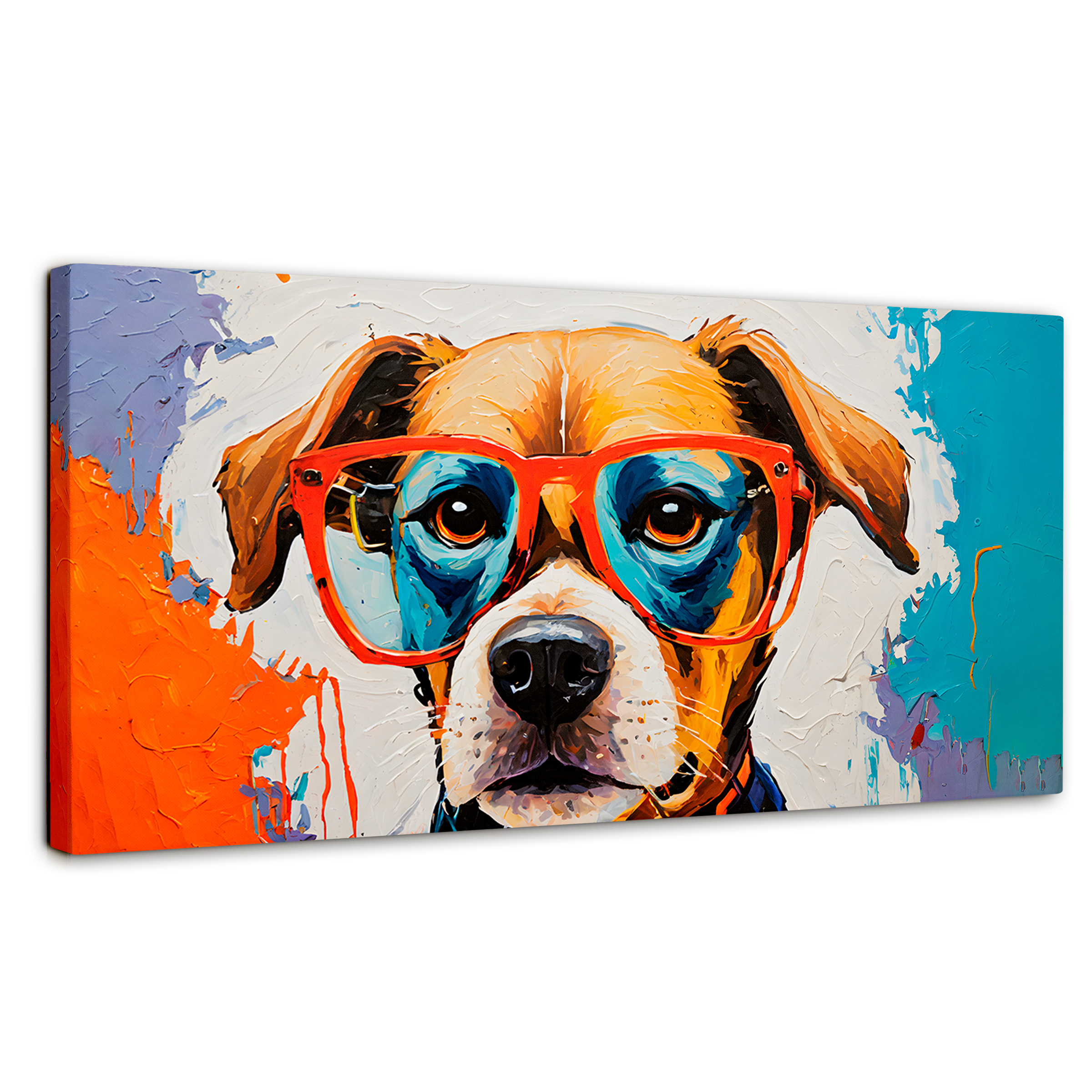 Cuadro Decorativo Canvas Perro Con Lentes 140x70