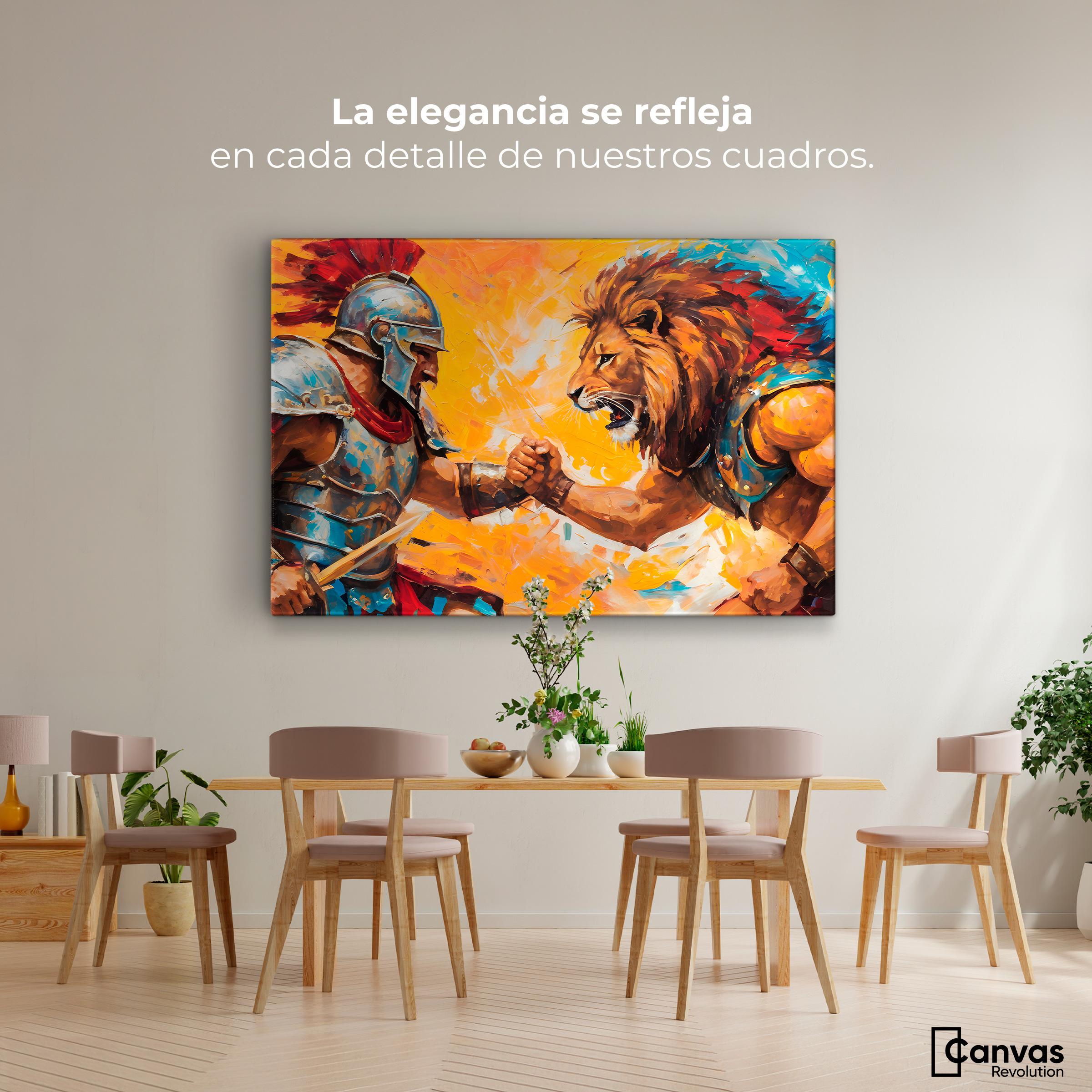 Foto 3 pulgar | Cuadro Decorativo Canvas Gladiador Vs León 90x60