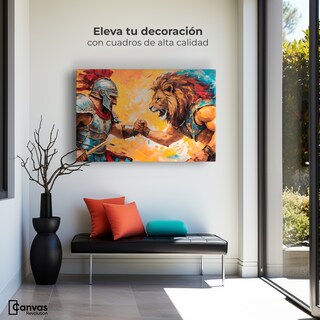 Foto 3 | Cuadro Decorativo Canvas Gladiador Vs León 90x60