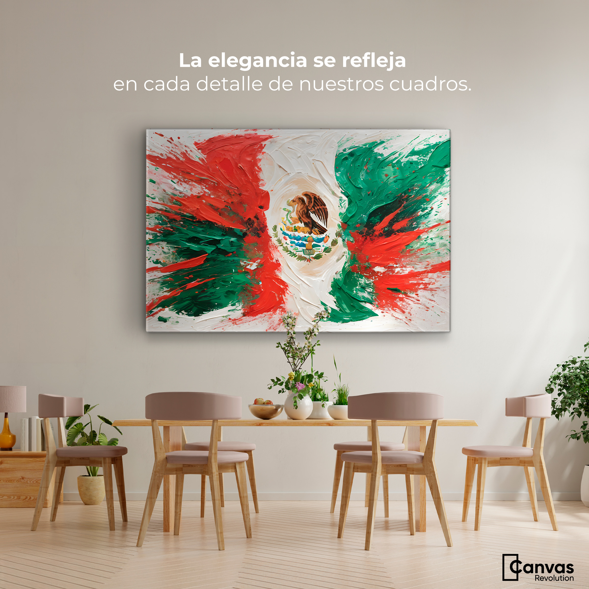 Foto 3 pulgar | Cuadro Decorativo Canvas México Bandera 90x60