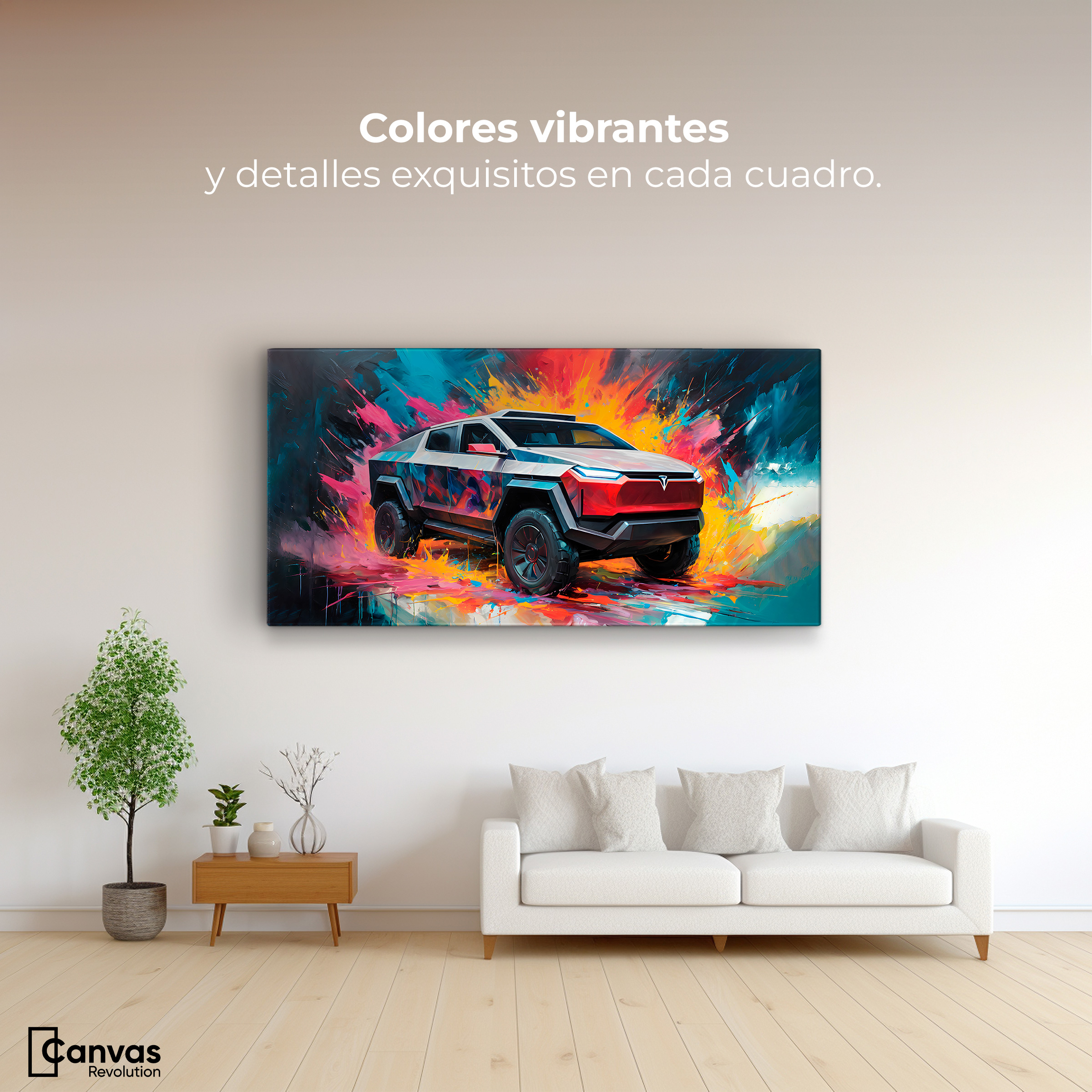 Foto 3 pulgar | Cuadro Decorativo Canvas Cyber Colors Truck 140x70