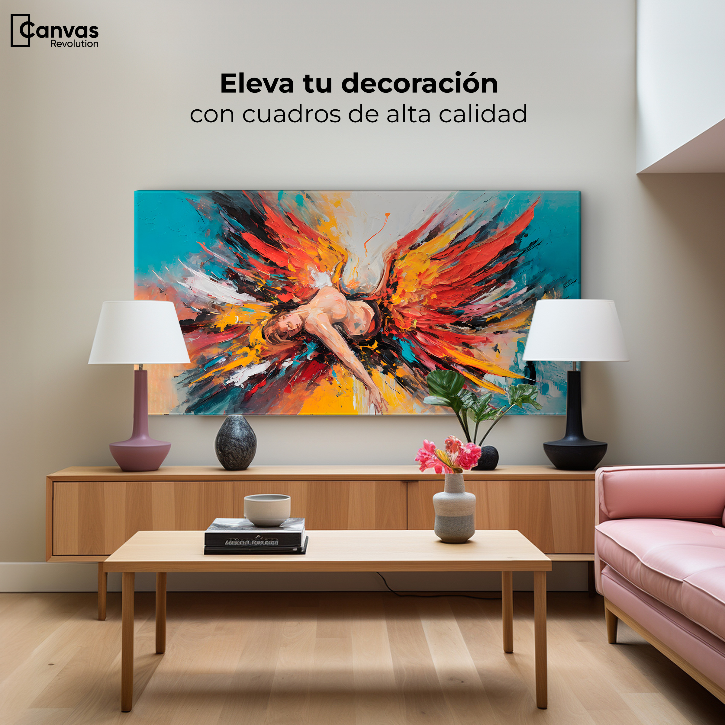 Foto 4 pulgar | Cuadro Decorativo Canvas Ángel Caído Colores 140x70