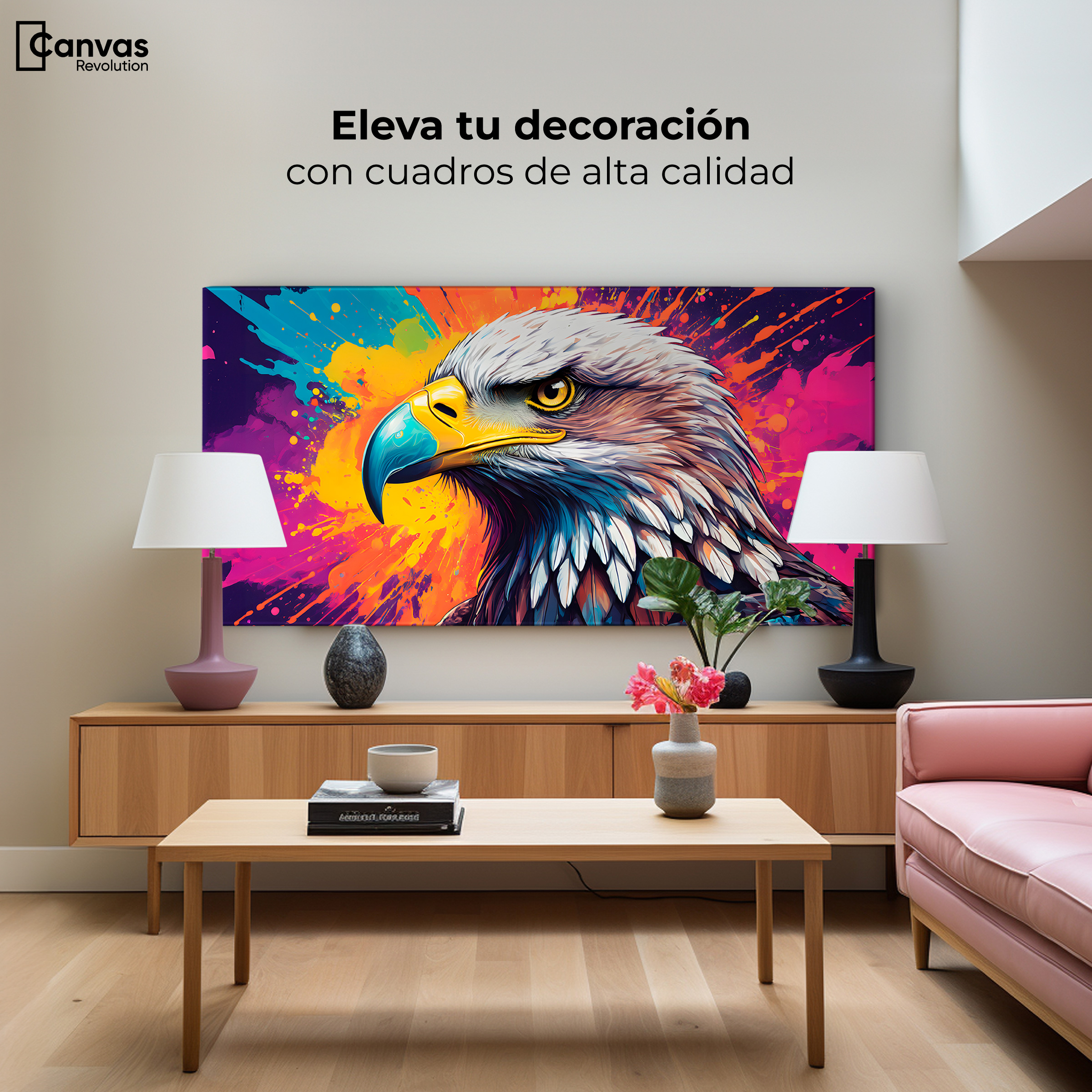 Foto 4 pulgar | Cuadro Decorativo Canvas Águila Arcoíris 120x60