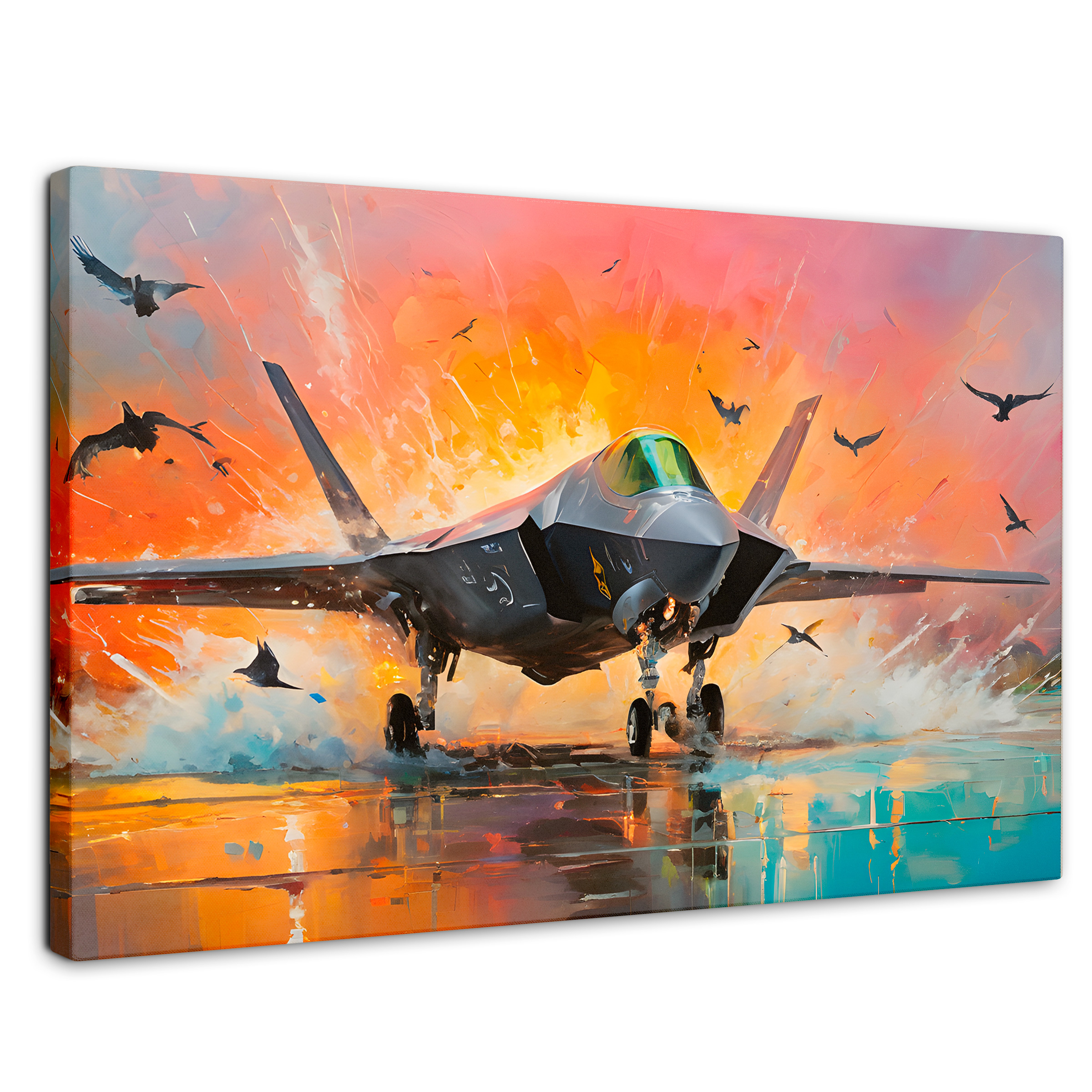 Cuadro Decorativo Canvas Jet Pista Aérea 90x60