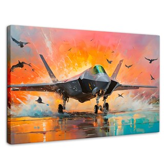 Foto 1 | Cuadro Decorativo Canvas Jet Pista Aérea 90x60