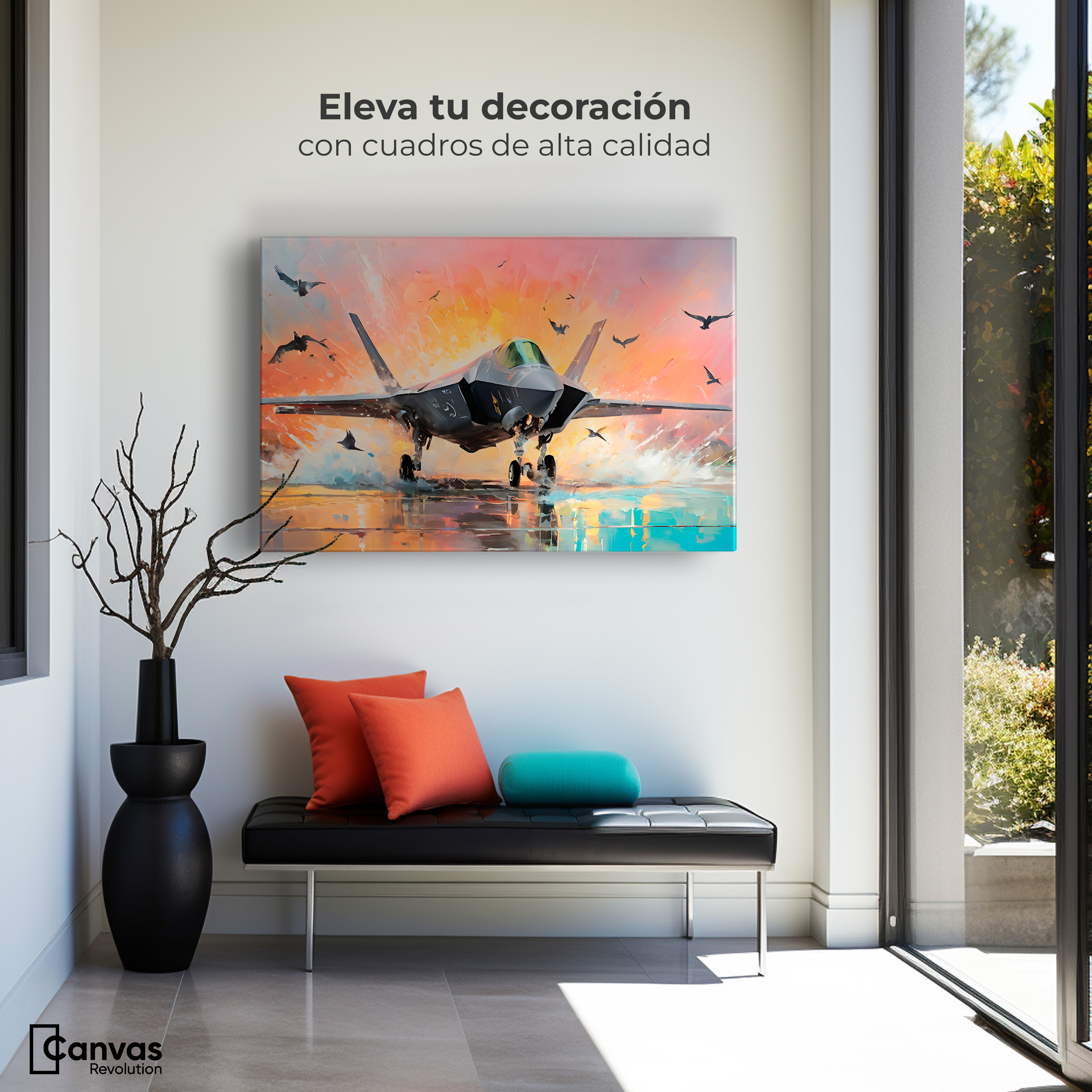 Foto 4 pulgar | Cuadro Decorativo Canvas Jet Pista Aérea 90x60