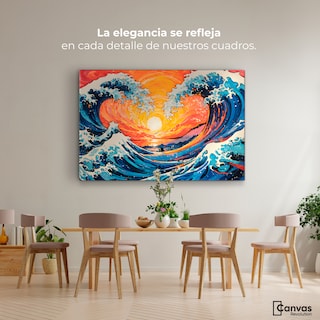 Foto 2 | Cuadro Decorativo Canvas Danza Olas Kanagawa 90x60