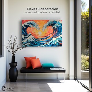 Foto 3 | Cuadro Decorativo Canvas Danza Olas Kanagawa 90x60