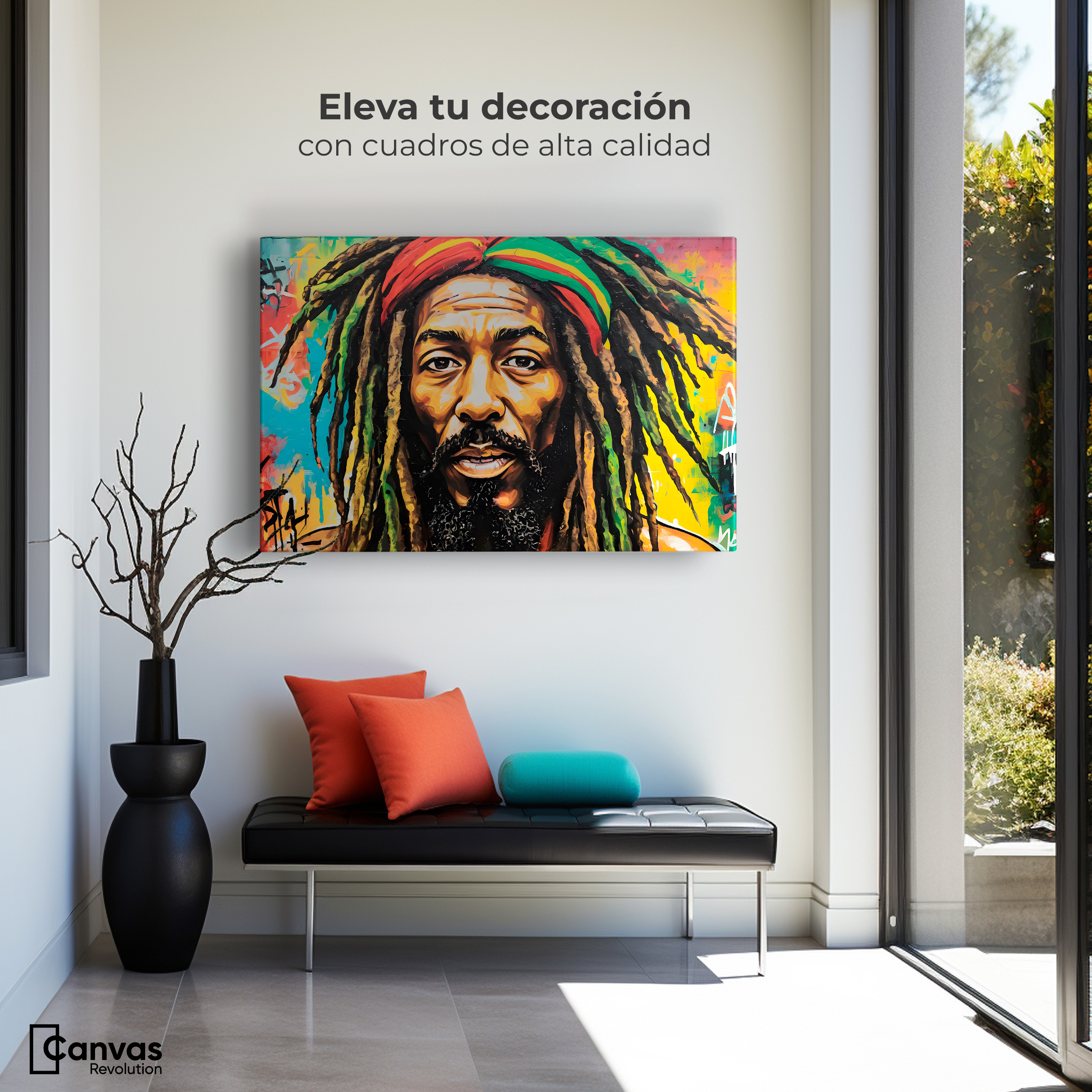 Foto 4 pulgar | Cuadro Decorativo Canvas Fusión Urbana Rasta 90x60