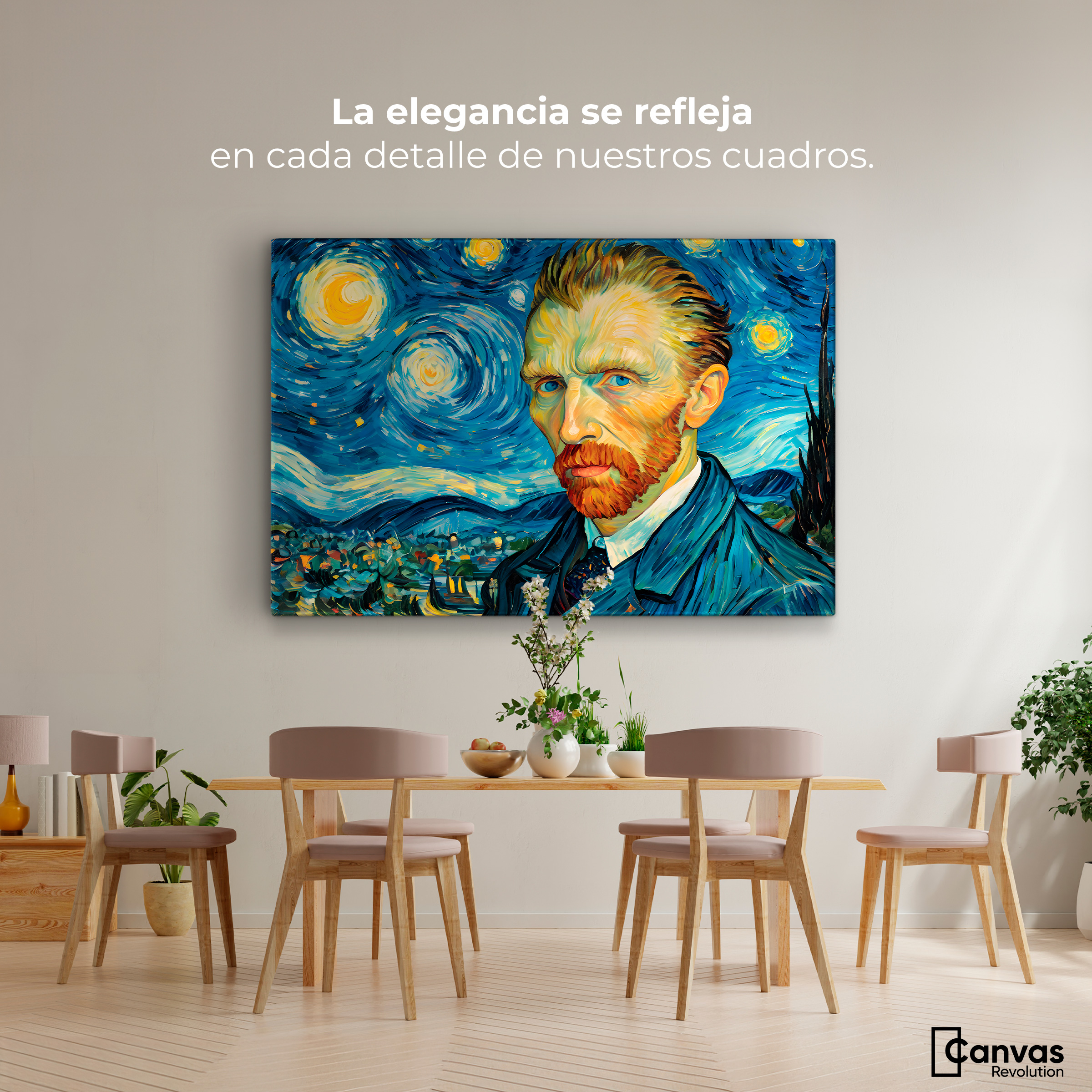 Foto 3 pulgar | Cuadro Decorativo Canvas Van Gogh Estrellado 90x60