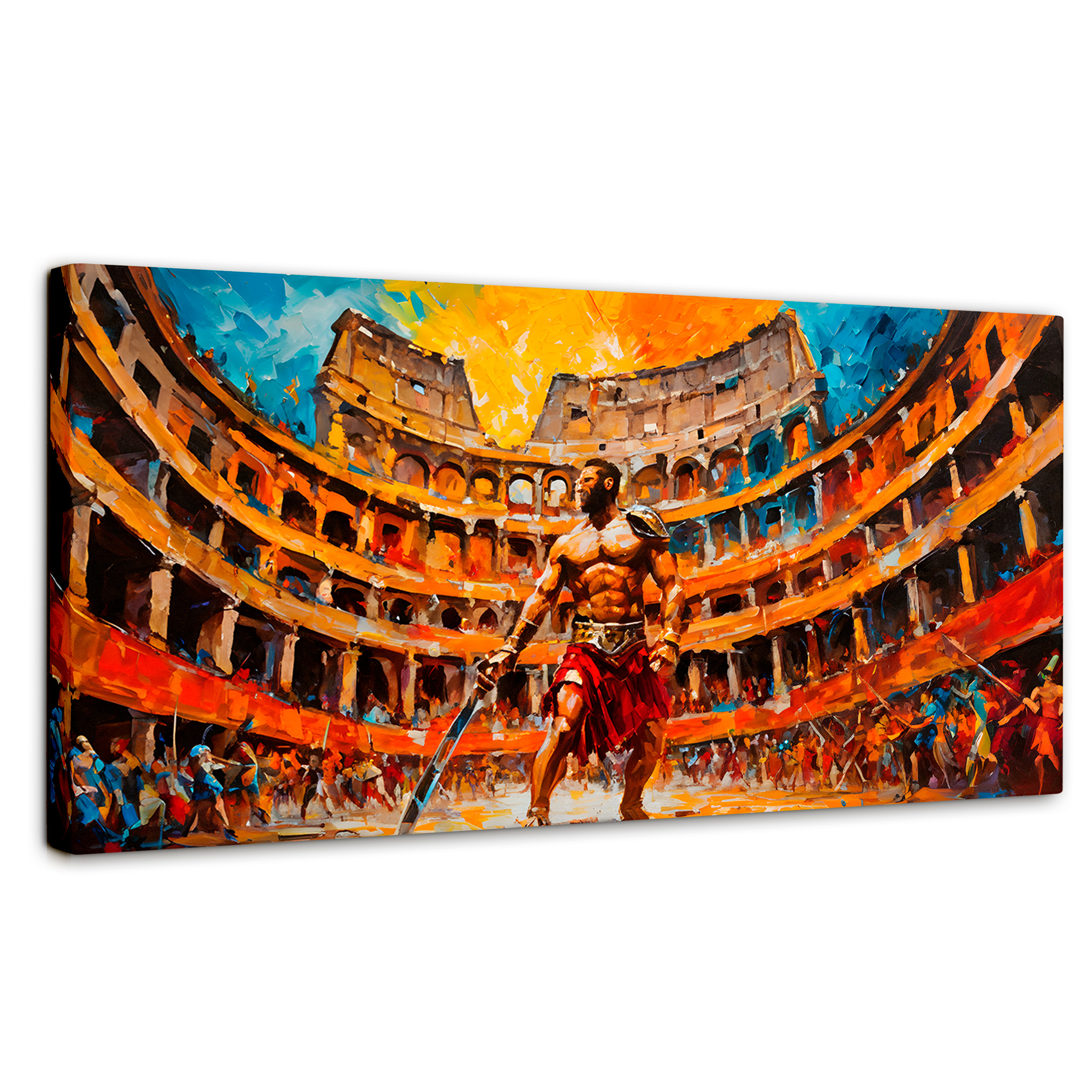 Cuadro Decorativo Canvas Combate Gladiador 140x70