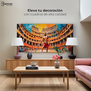 Foto 3 | Cuadro Decorativo Canvas Combate Gladiador 140x70