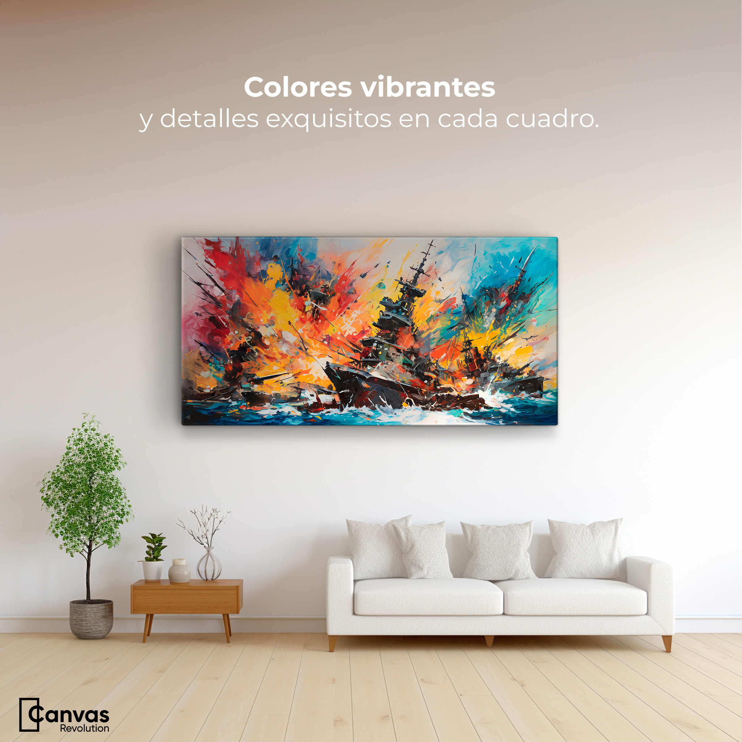 Foto 2 | Cuadro Decorativo Canvas Buque Explosivo 140x70