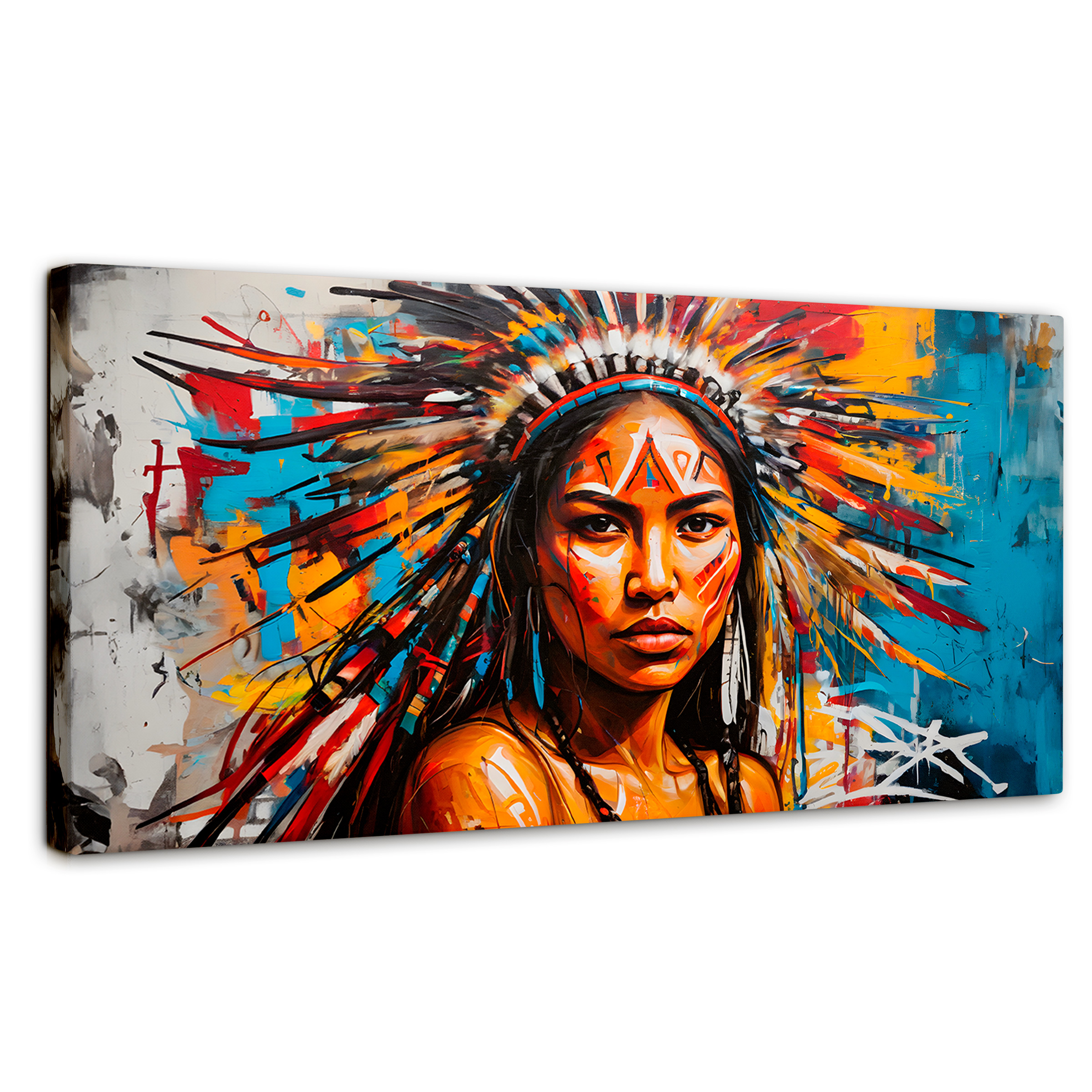 Cuadro Decorativo Canvas Nativo Colorido 140x70