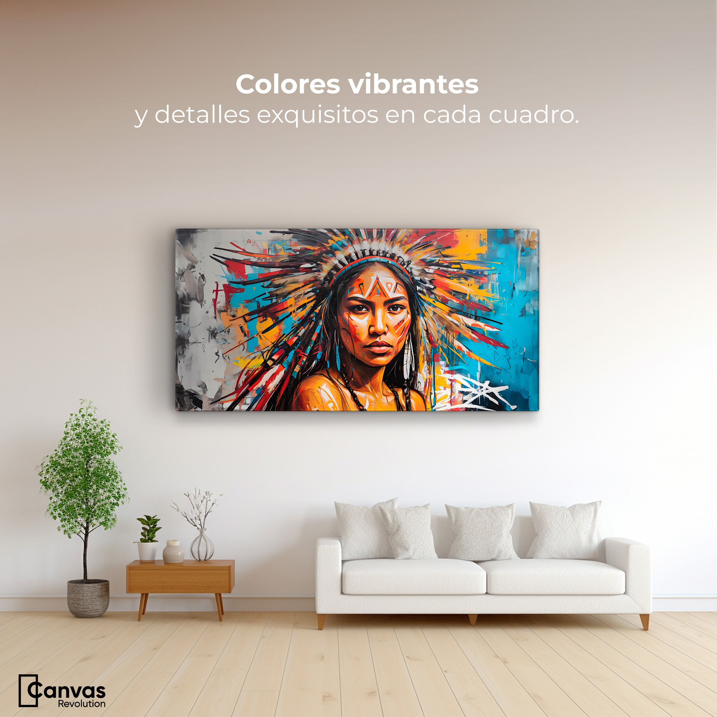 Foto 3 pulgar | Cuadro Decorativo Canvas Nativo Colorido 140x70