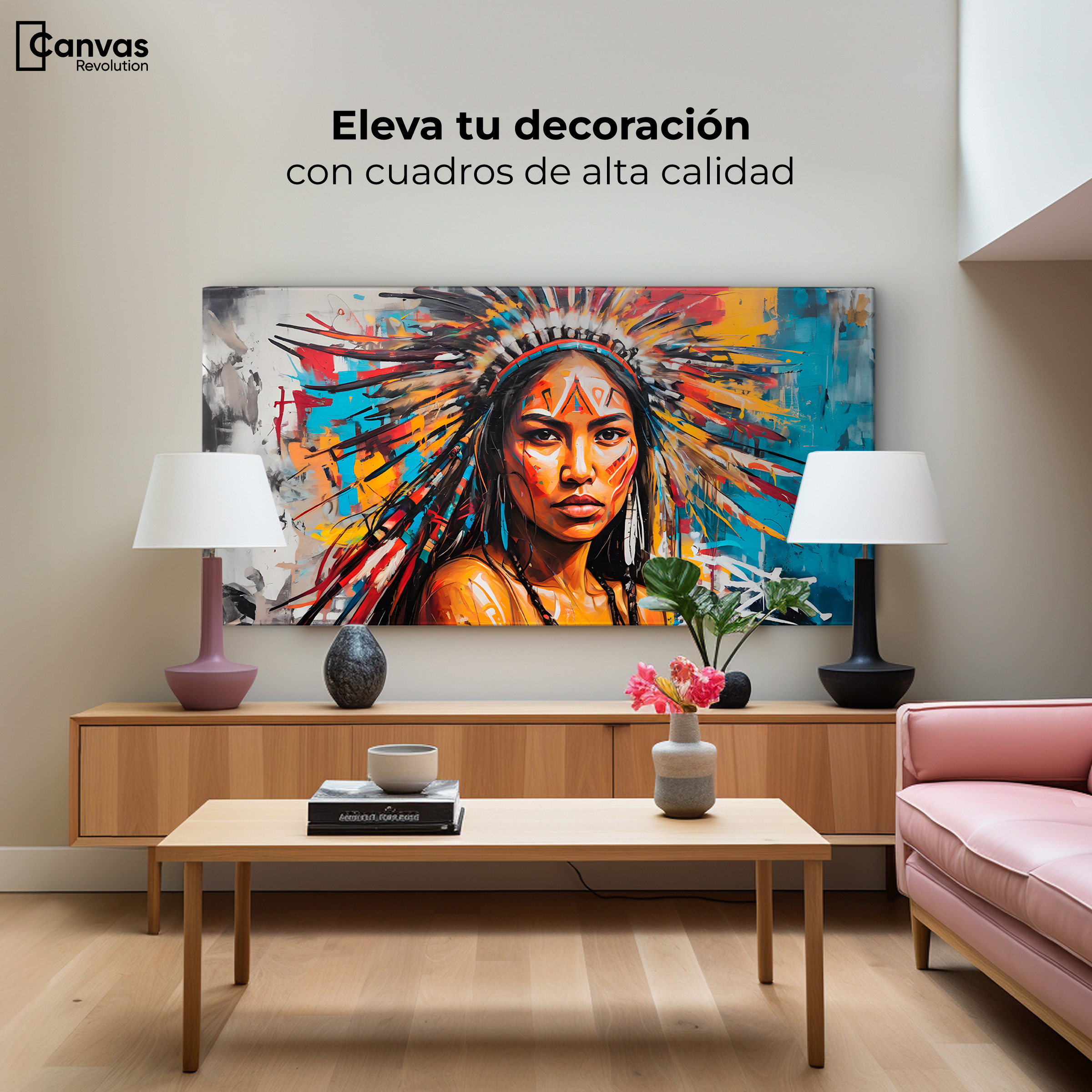 Foto 3 | Cuadro Decorativo Canvas Nativo Colorido 140x70