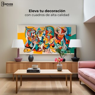 Foto 3 | Cuadro Decorativo Canvas Colorido Cubismo 140x70